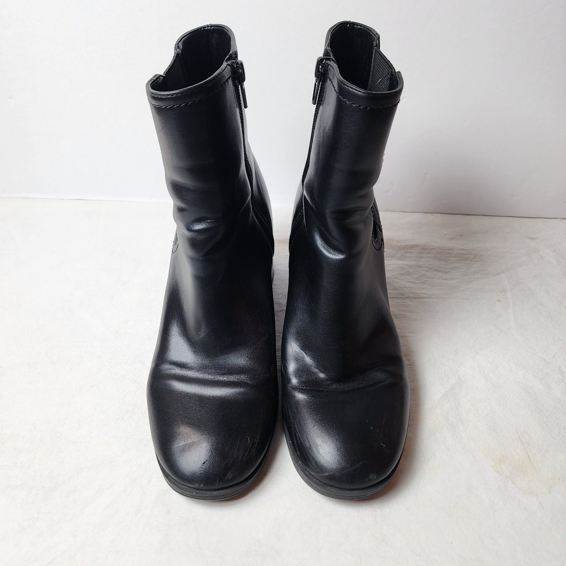 Nine West Ankle Boots Size 8M Black Block Heel Zip Up Shoes 5