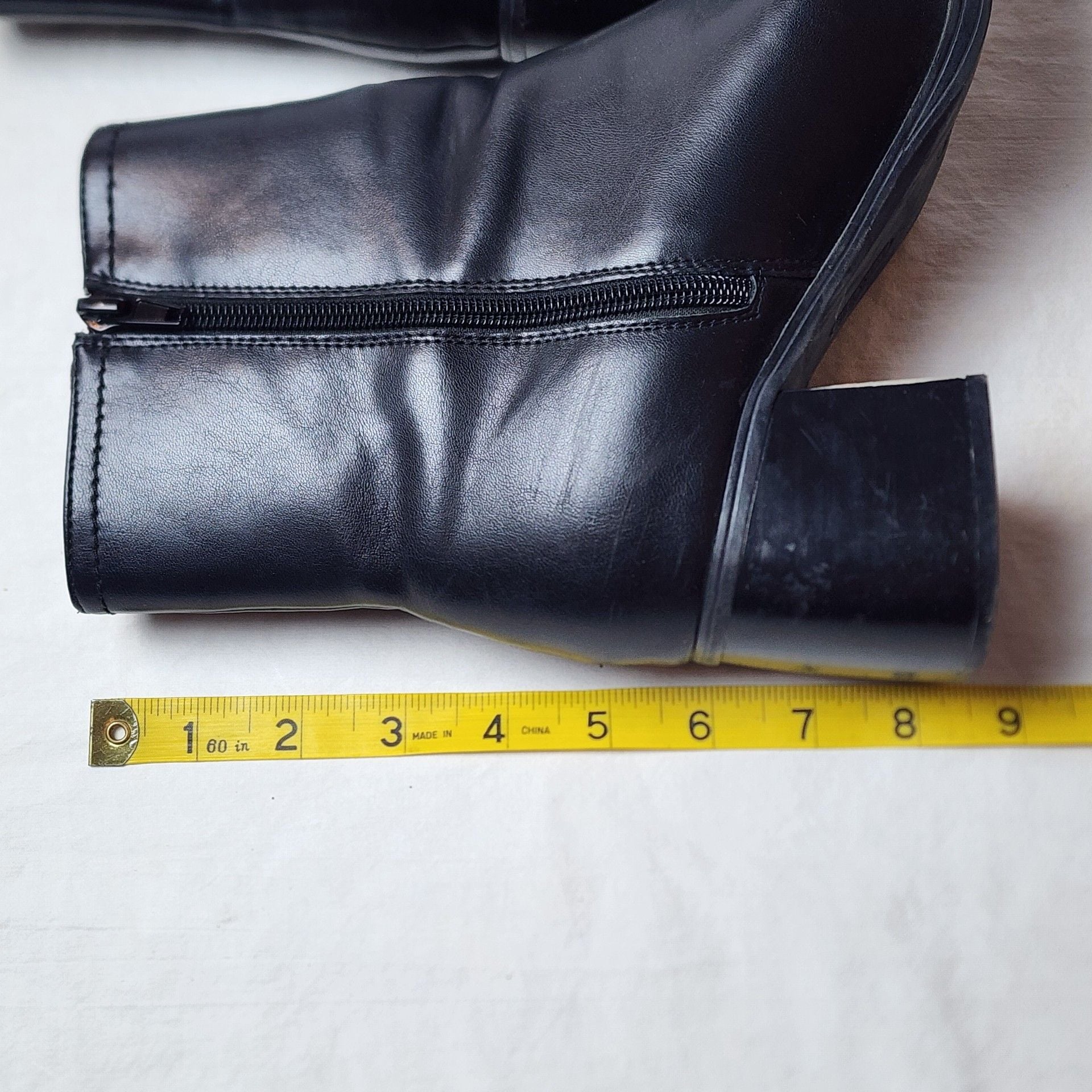 Nine West Ankle Boots Size 8M Black Block Heel Zip Up Shoes 10