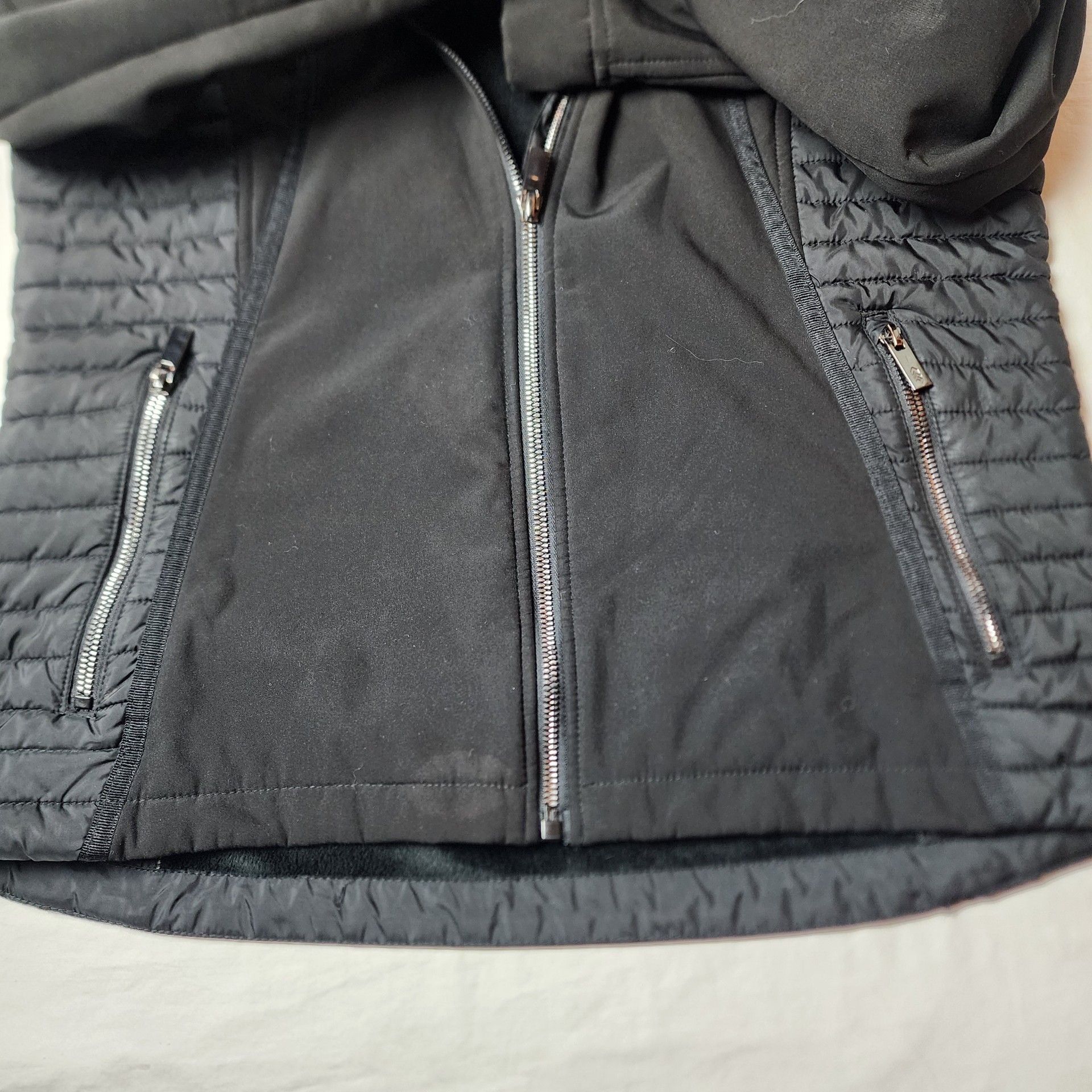 Free Country Quilted Softshell Hooded Jacket Size M Black Fleece Lined 6