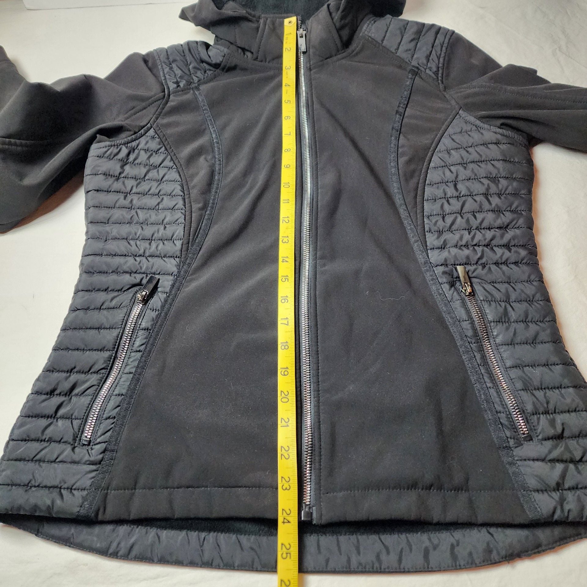 Free Country Quilted Softshell Hooded Jacket Size M Black Fleece Lined 8