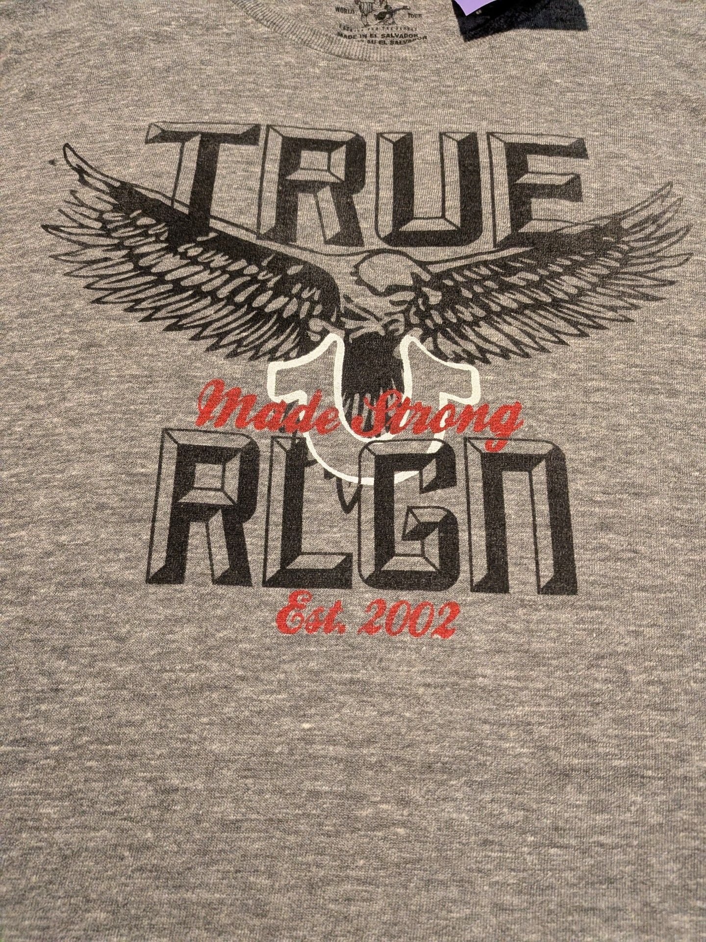 True Religion Bold Eagle SS Crew Neck Tee Size XXL Heather Grey 1