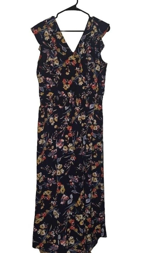 Floral Dress V-Neck Ruffle Sleeves 3