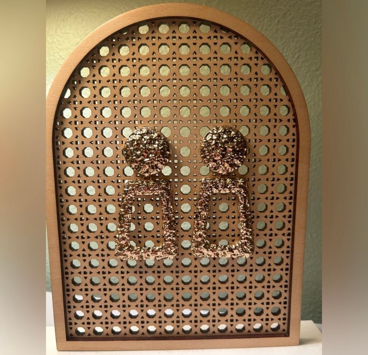 Textured Gold Geometric Earrings #0302 2