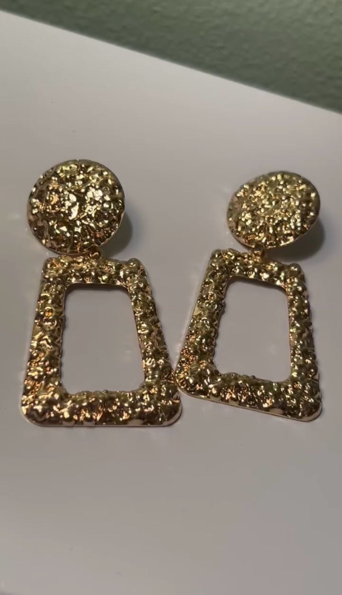 Textured Gold Geometric Earrings #0302 4