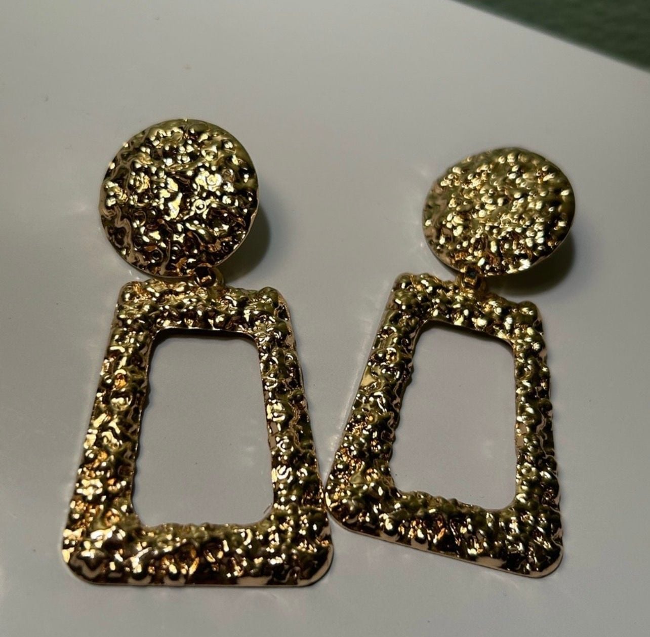 Textured Gold Geometric Earrings #0302 6