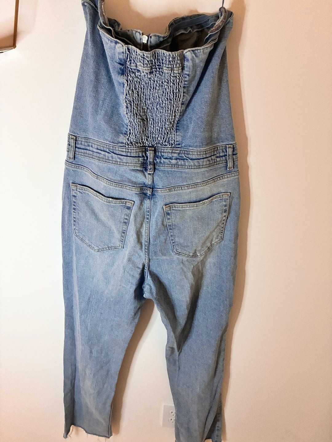 Pull&Bear Strapless Denim Corset Jumpsuit Light Wash XL 2