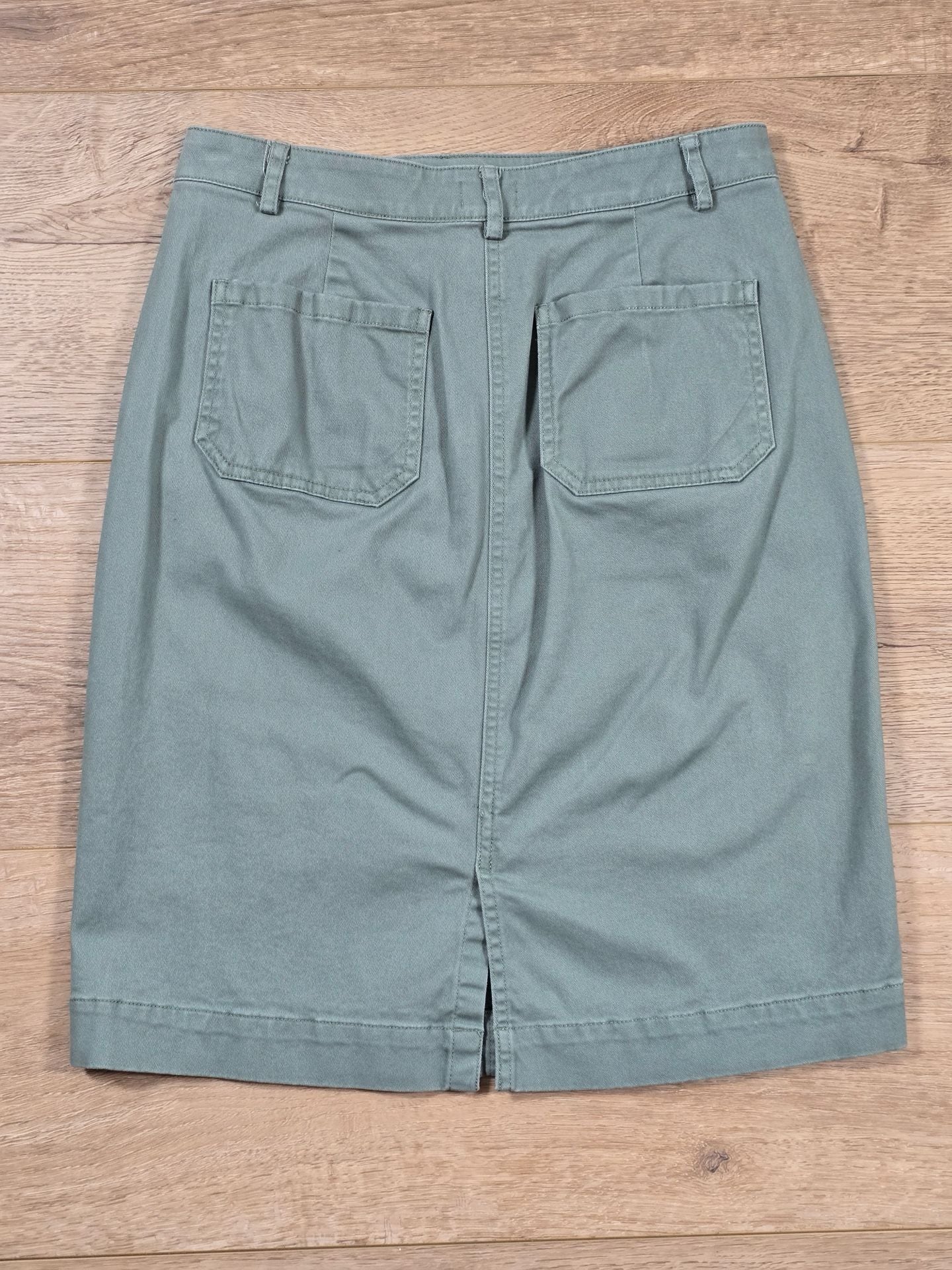 J.Crew Utility Pencil Skirt Sage Green Pockets Back Slit Size 4 11