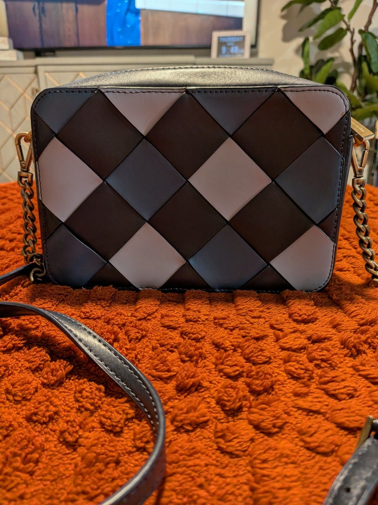 Michael Kors Studded Diamond Quilted Crossbody Bag Black 10