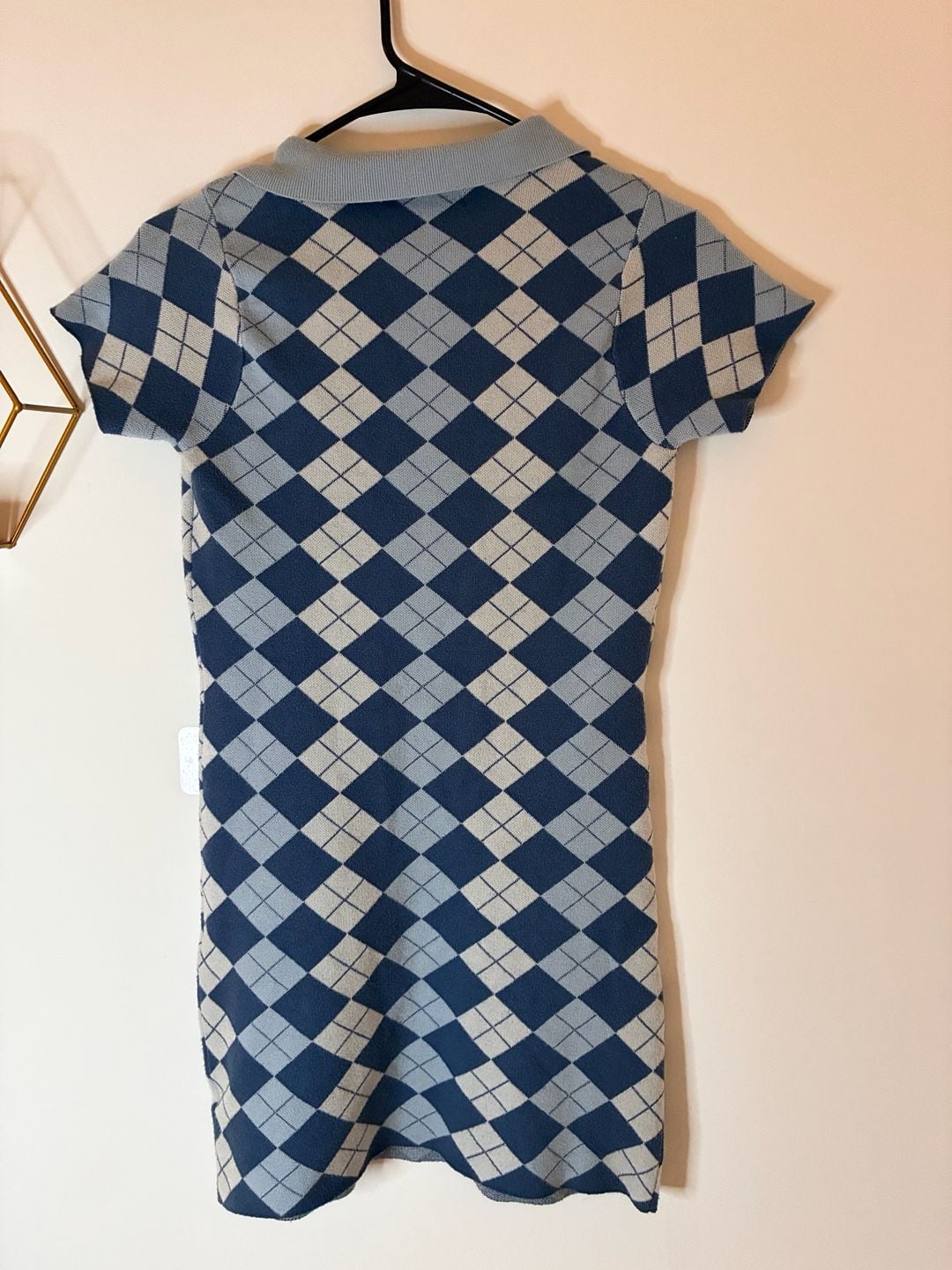 Kendall + Kylie Argyle Knit Polo Dress Size S Blue 3
