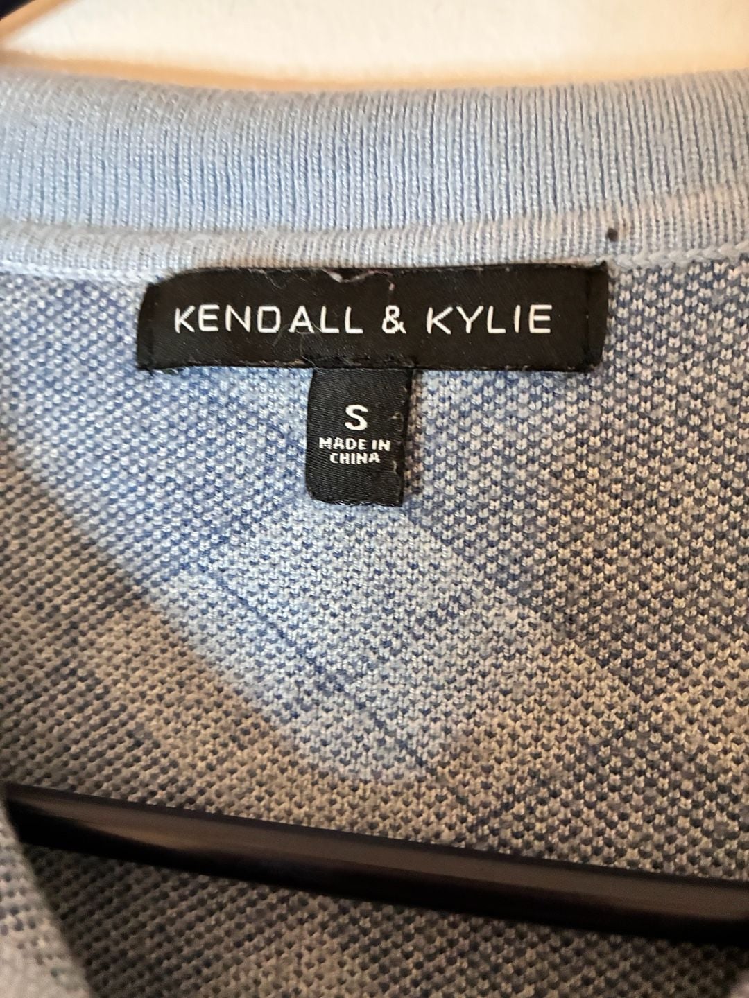 Kendall + Kylie Argyle Knit Polo Dress Size S Blue 4