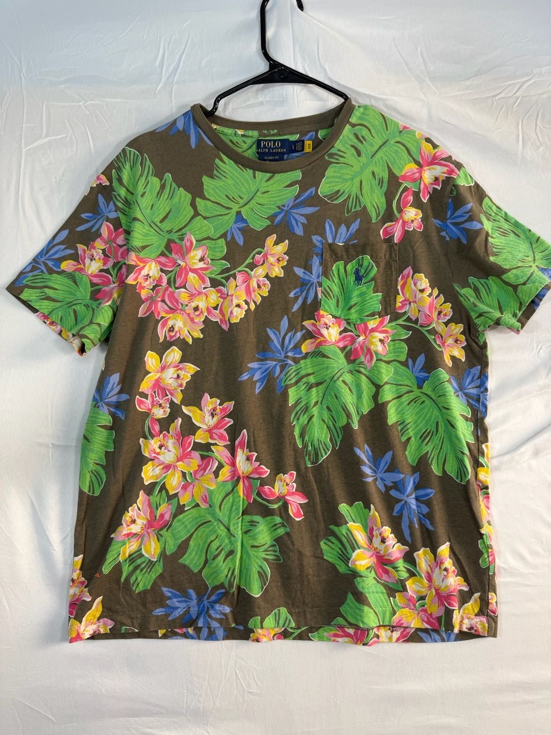 Polo Ralph Lauren Floral Pocket T-Shirt Size L Brown 2
