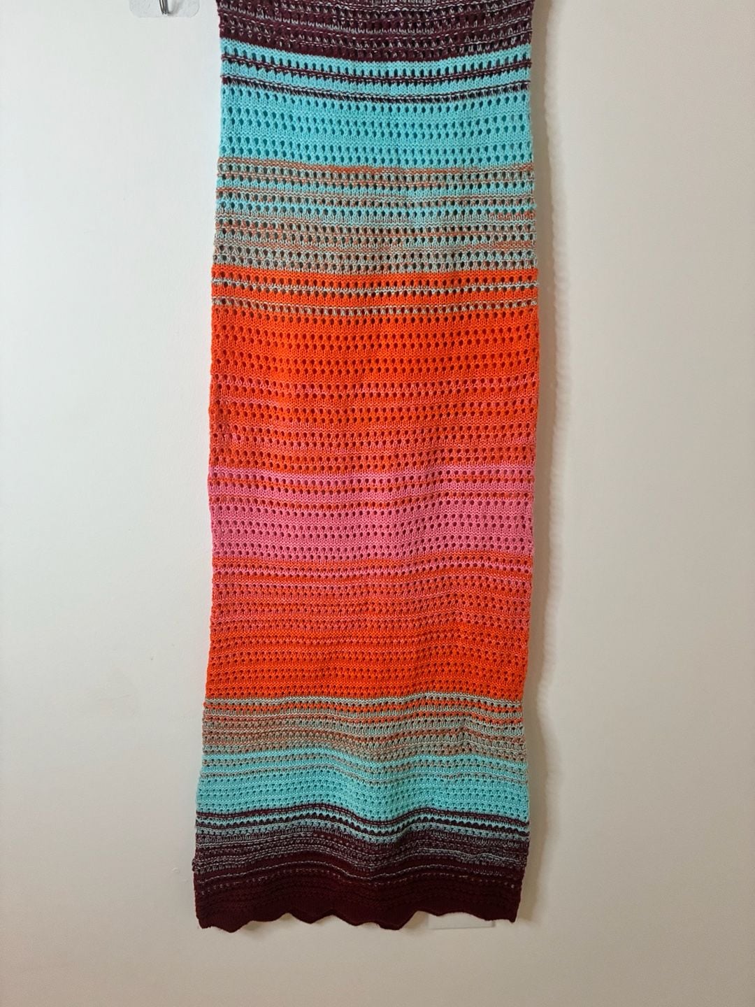 Trendy Threads Striped Crochet Midi Dress Size L 4