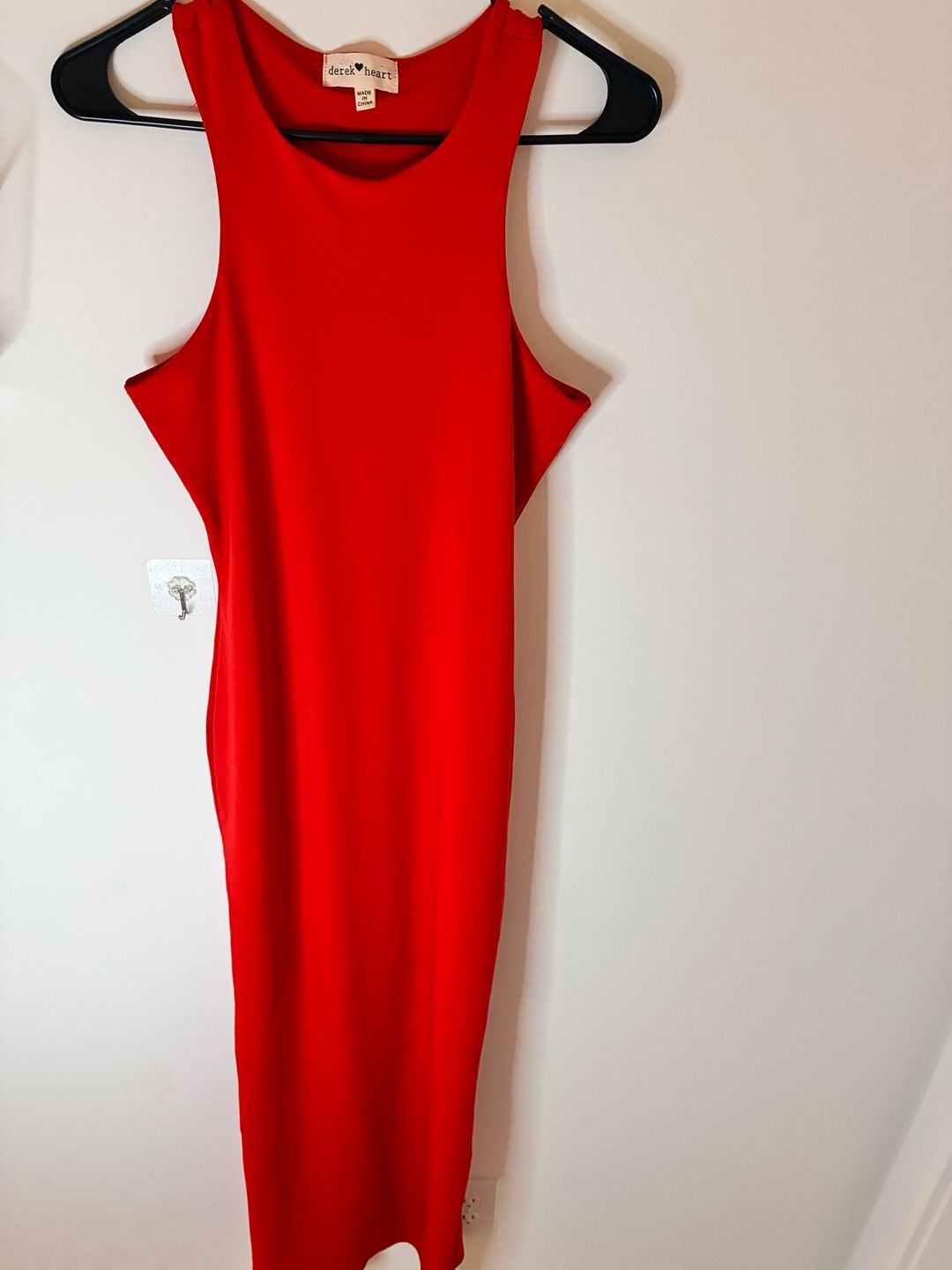 Derek Heart Maxi Dress Size L Red Bodycon High Neck Sleeveless 2