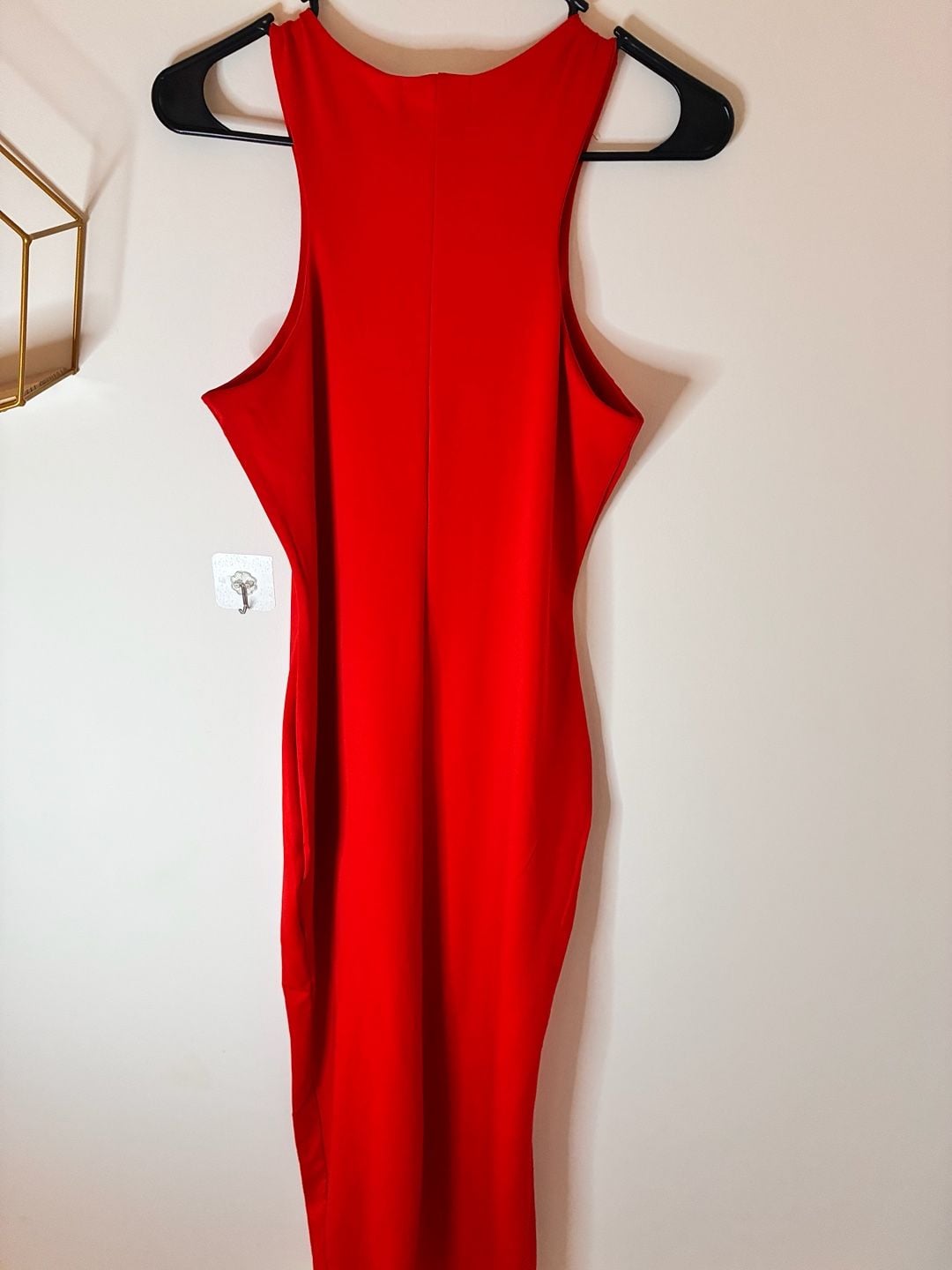 Derek Heart Maxi Dress Size L Red Bodycon High Neck Sleeveless 3