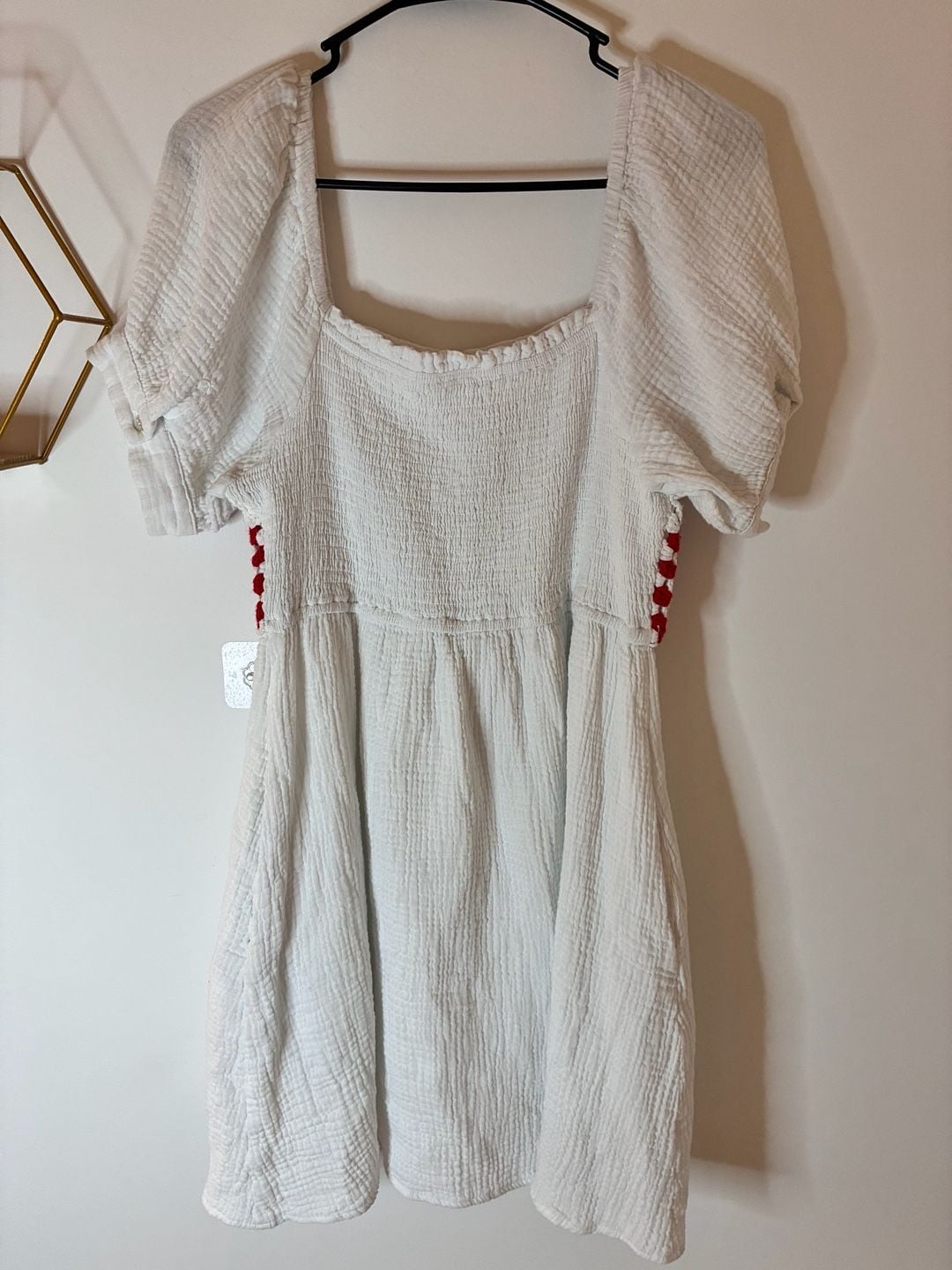 Jodifl Bluish Cream Crochet Granny Square Babydoll Mini Dress Size M 3