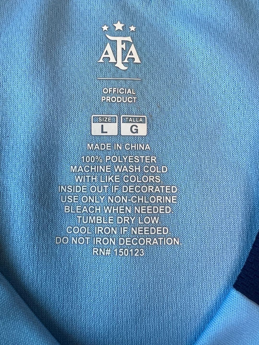 AFA Argentina Soccer Jersey Men’s Large L Light Blue Navy Official Product NWT 6