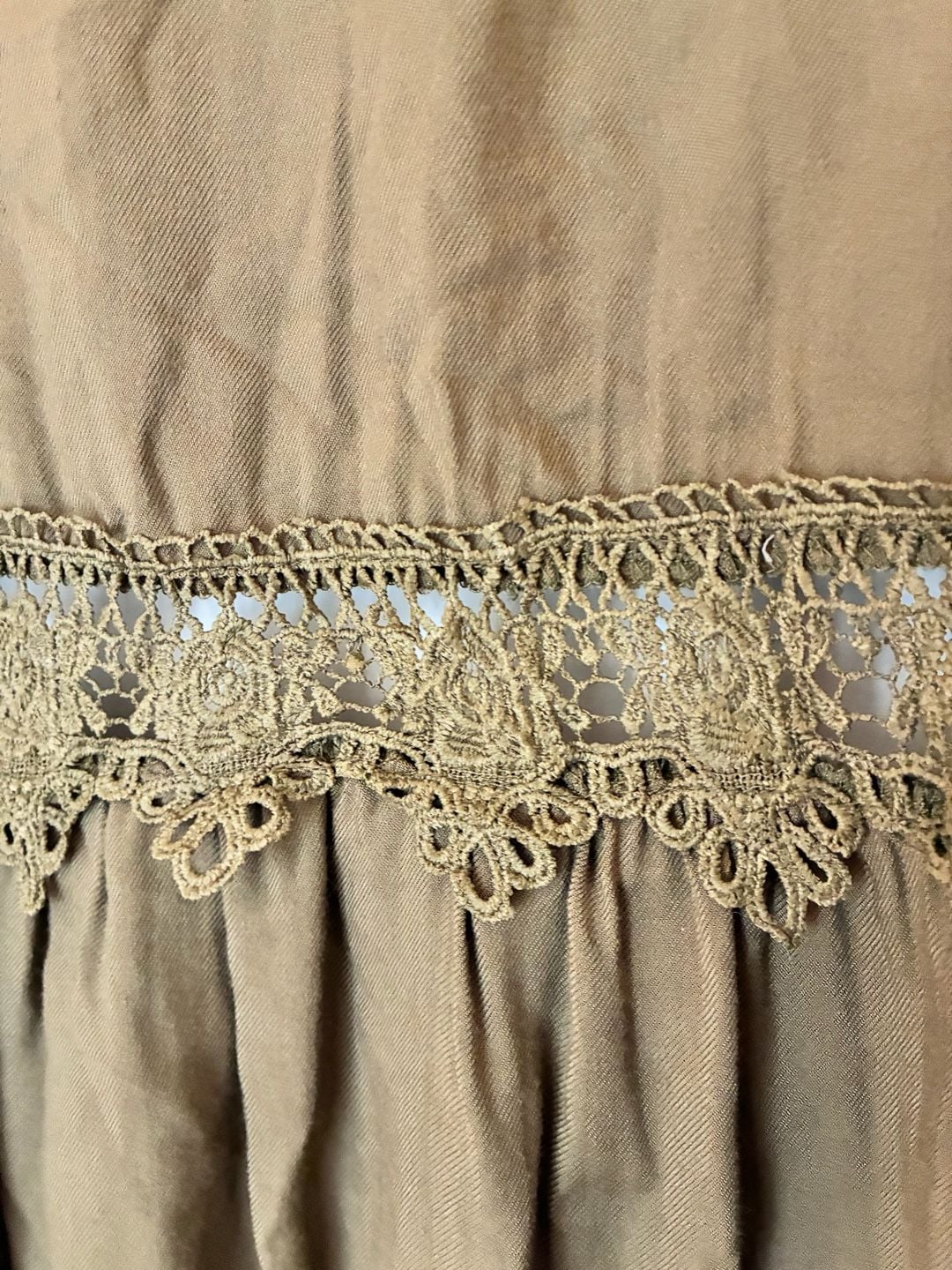 Jodifl Olive Taupe Boho Lace Fringe Open Front Kimono Cardigan L 7