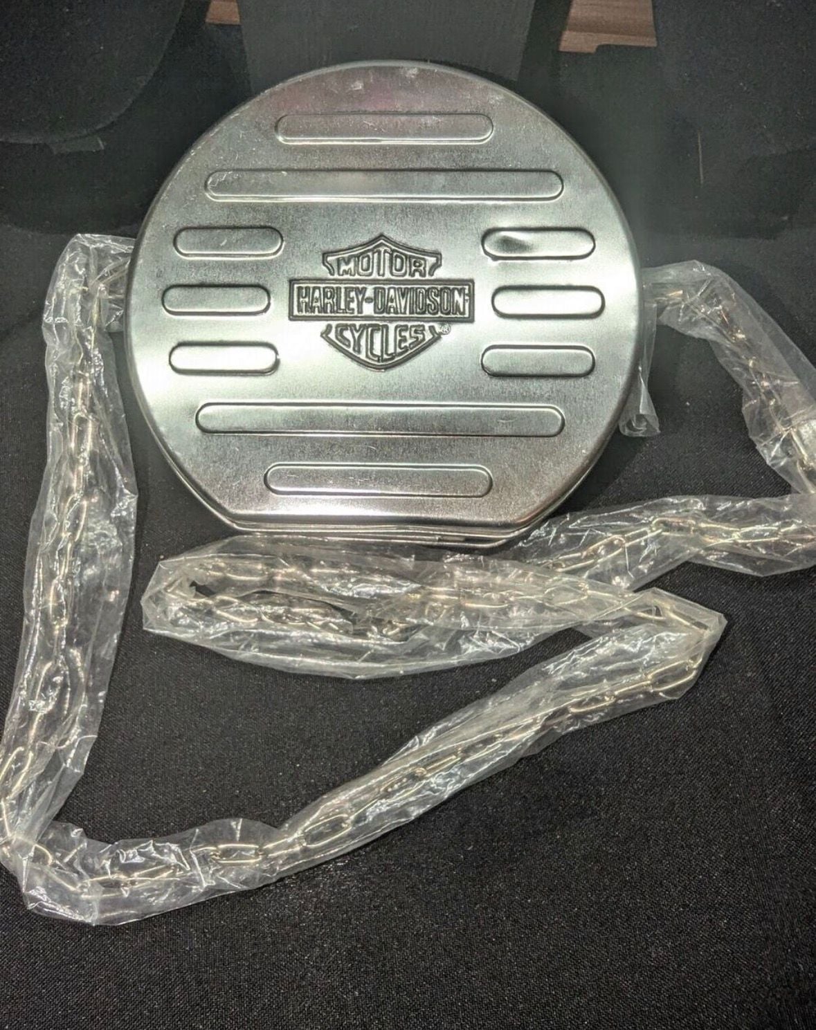 Harley-Davidson Vintage Metal Tin Crossbody Bag With Chain Strap - RARE 2