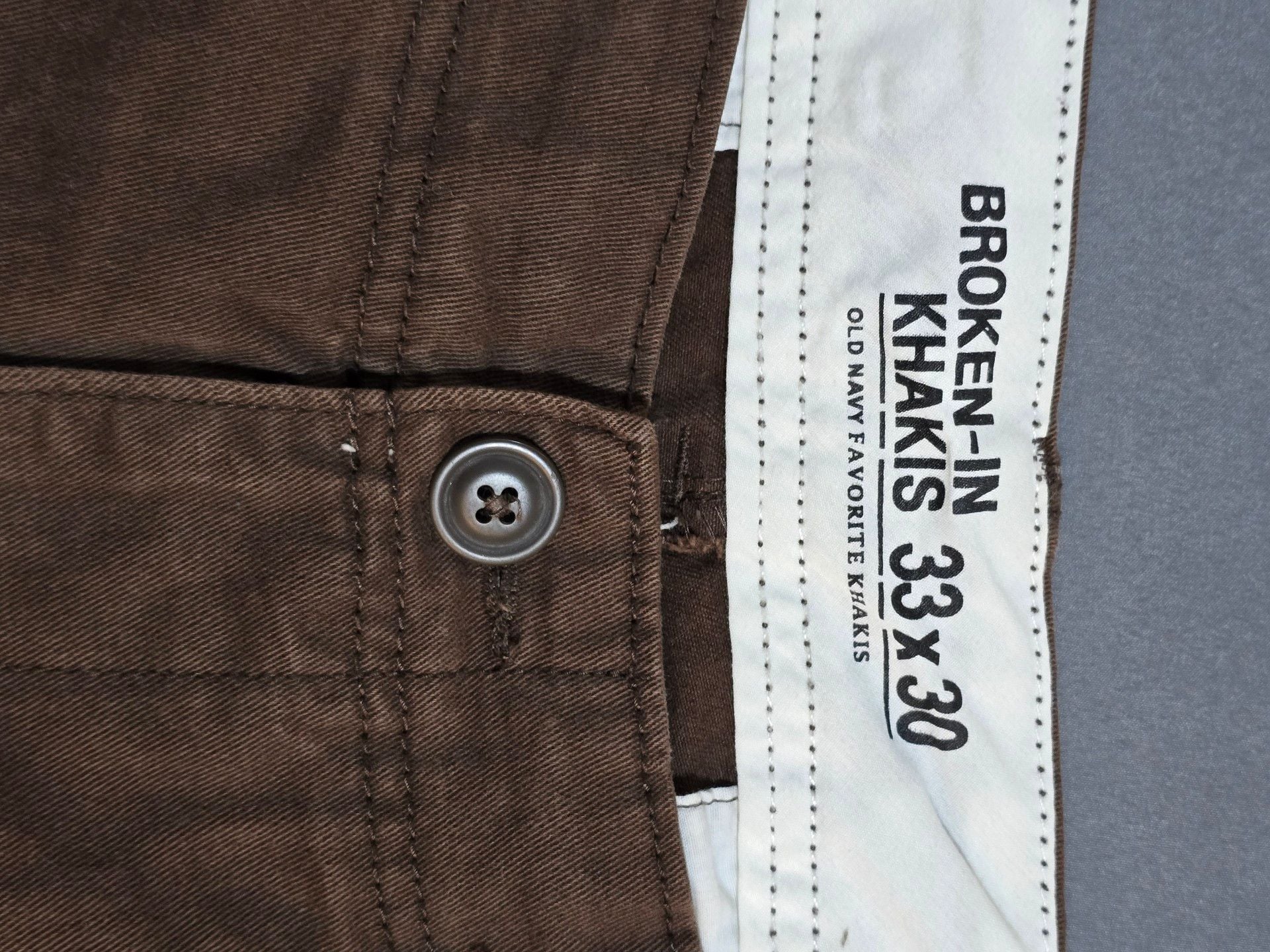 Old Navy Broken-In Khakis Pants 33x30 Brown Straight Leg 4