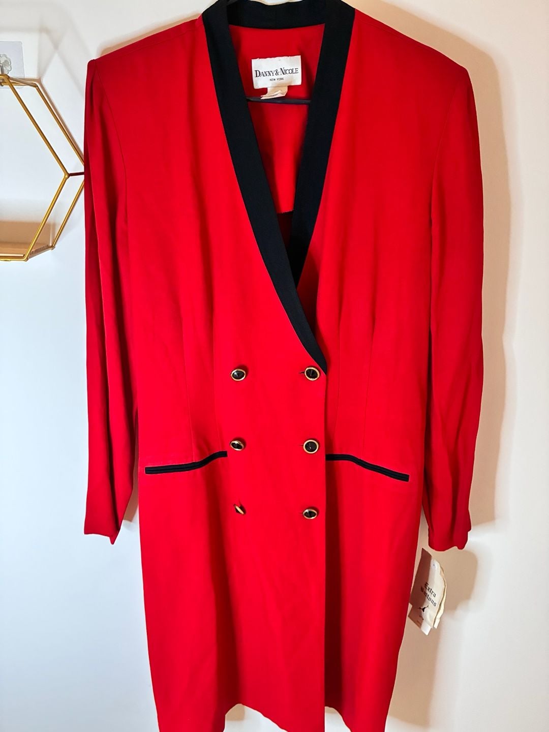 Danny & Nicole Red Black Double Breasted Blazer Dress Jacket Size 18 NWT 2
