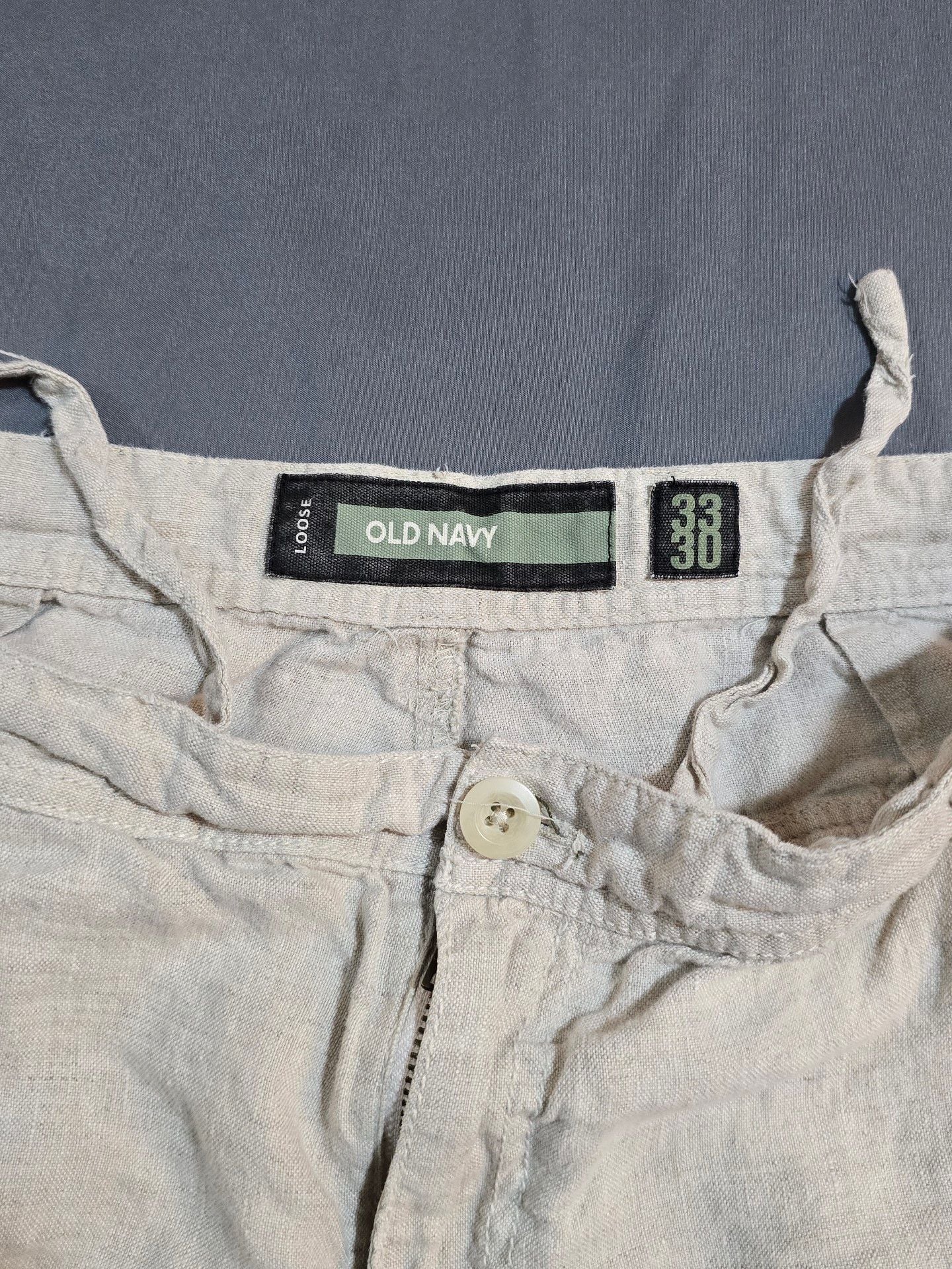 Old Navy Linen Pants Size 33x30 Beige Loose Fit Casual Trousers 3