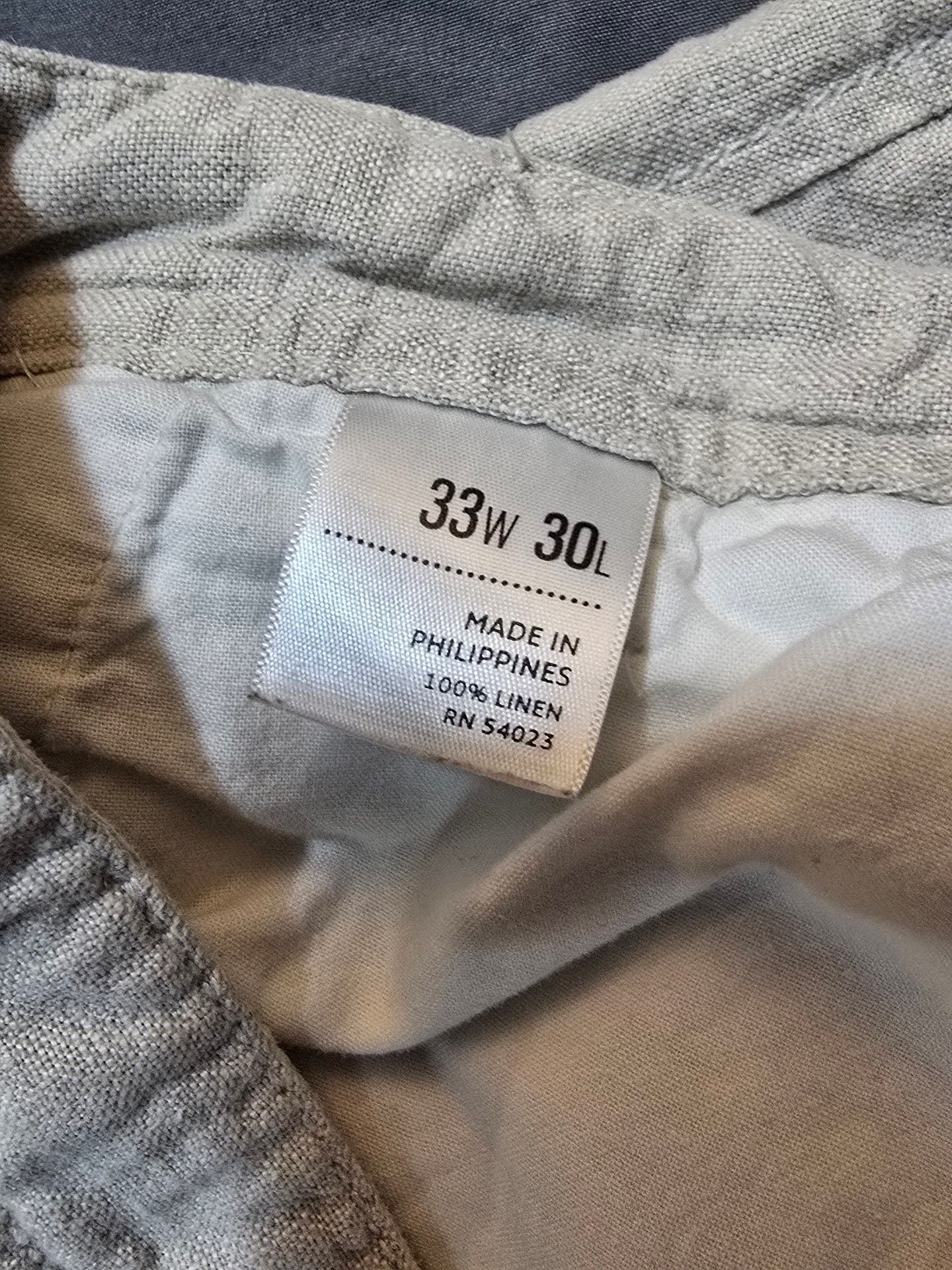 Old Navy Linen Pants Size 33x30 Beige Loose Fit Casual Trousers 4