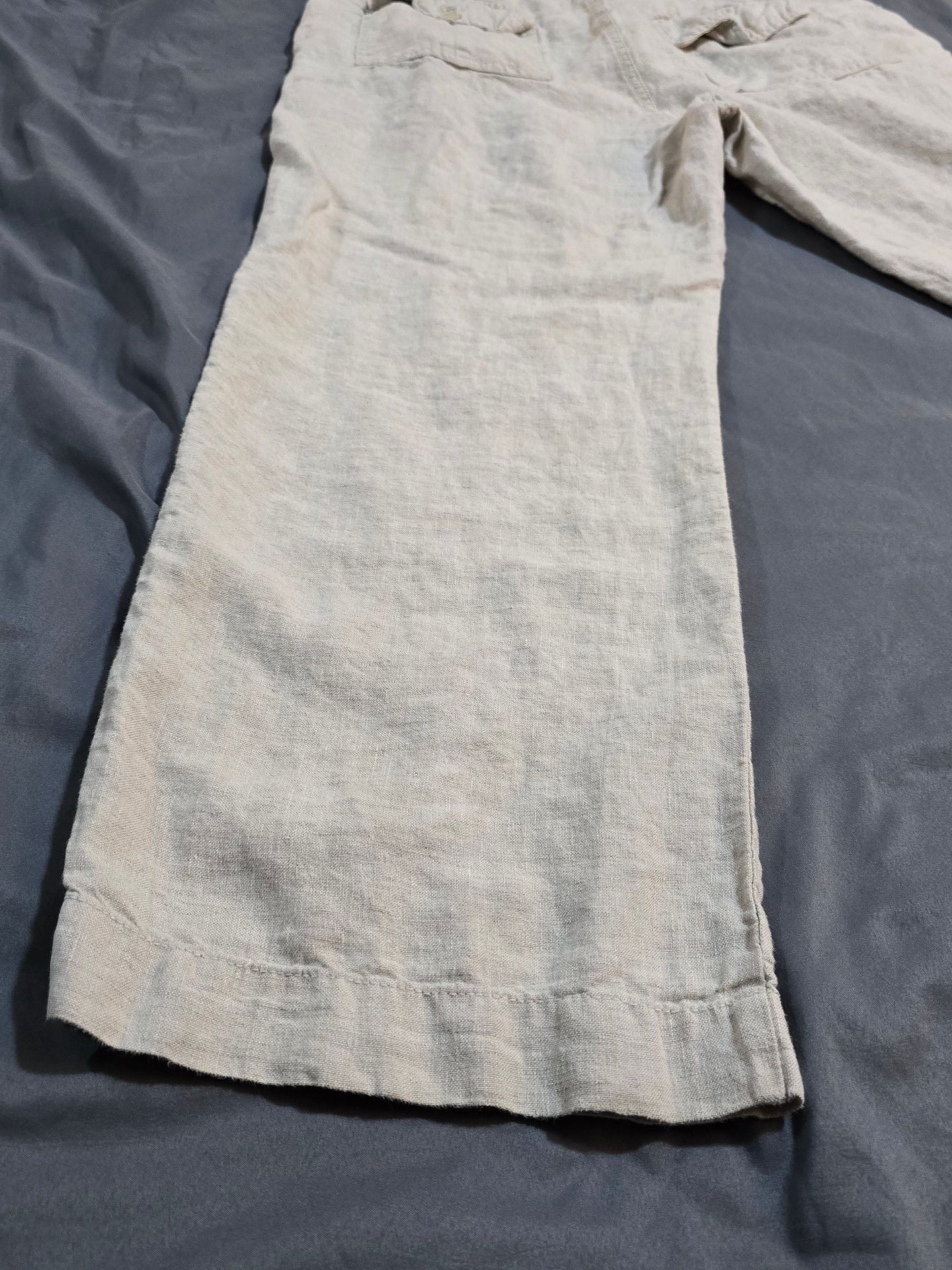 Old Navy Linen Pants Size 33x30 Beige Loose Fit Casual Trousers 6