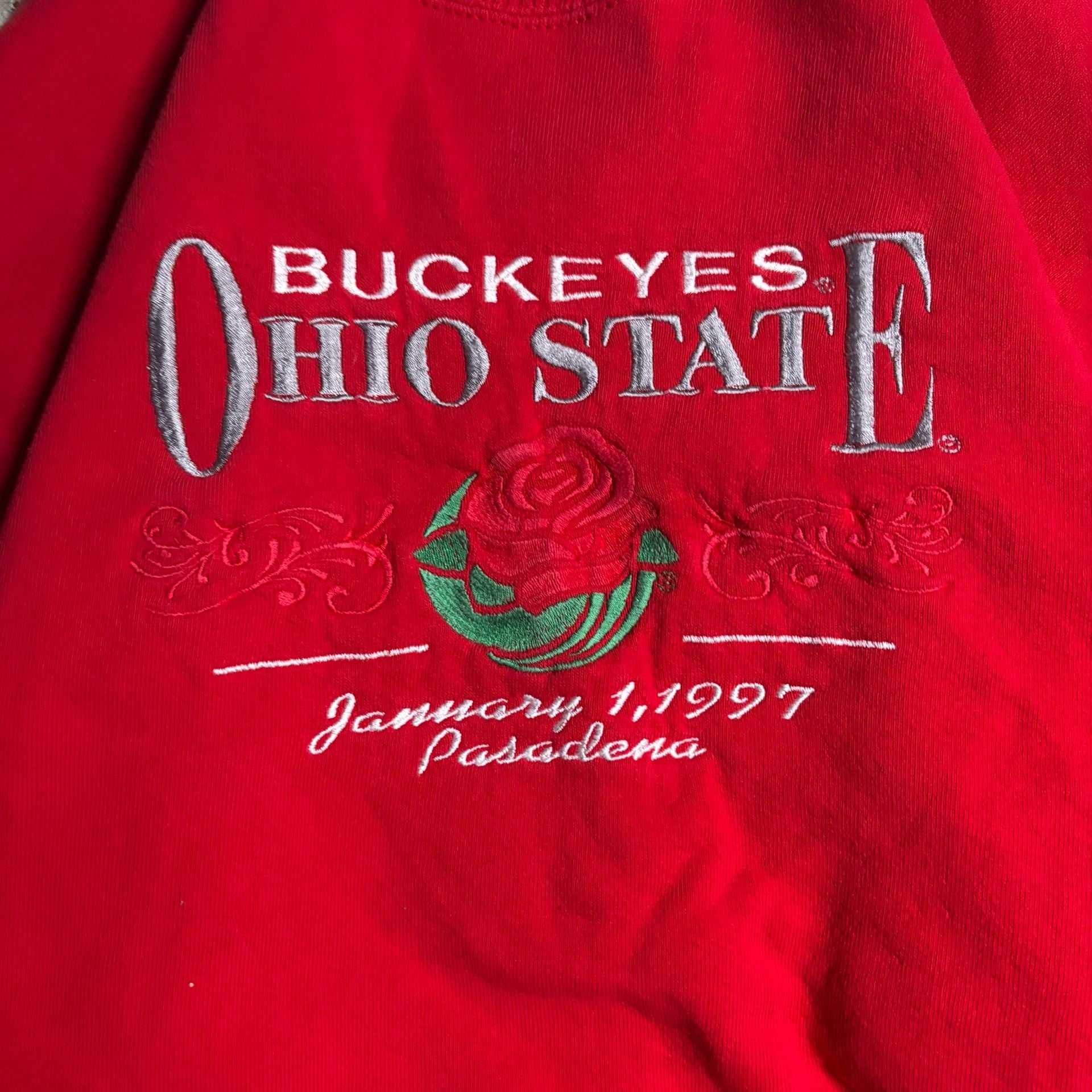 Rare vintage Campus Outpost Ohio State Buckeyes 1997 Rose Bowl Sweatshirt Red L 6