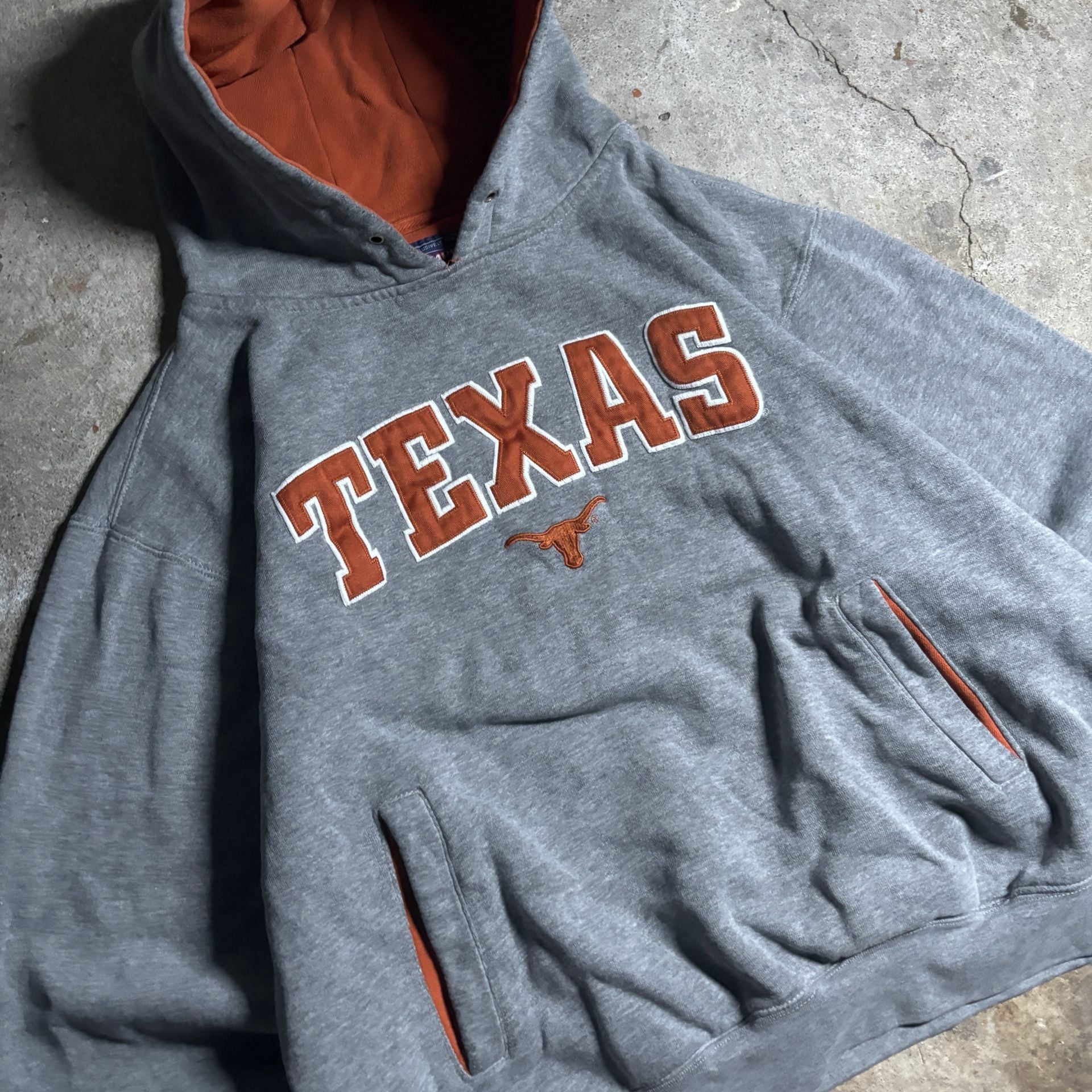 Rare Vintage 1990s Texas Longhorns Hoodie Grey Orange 3