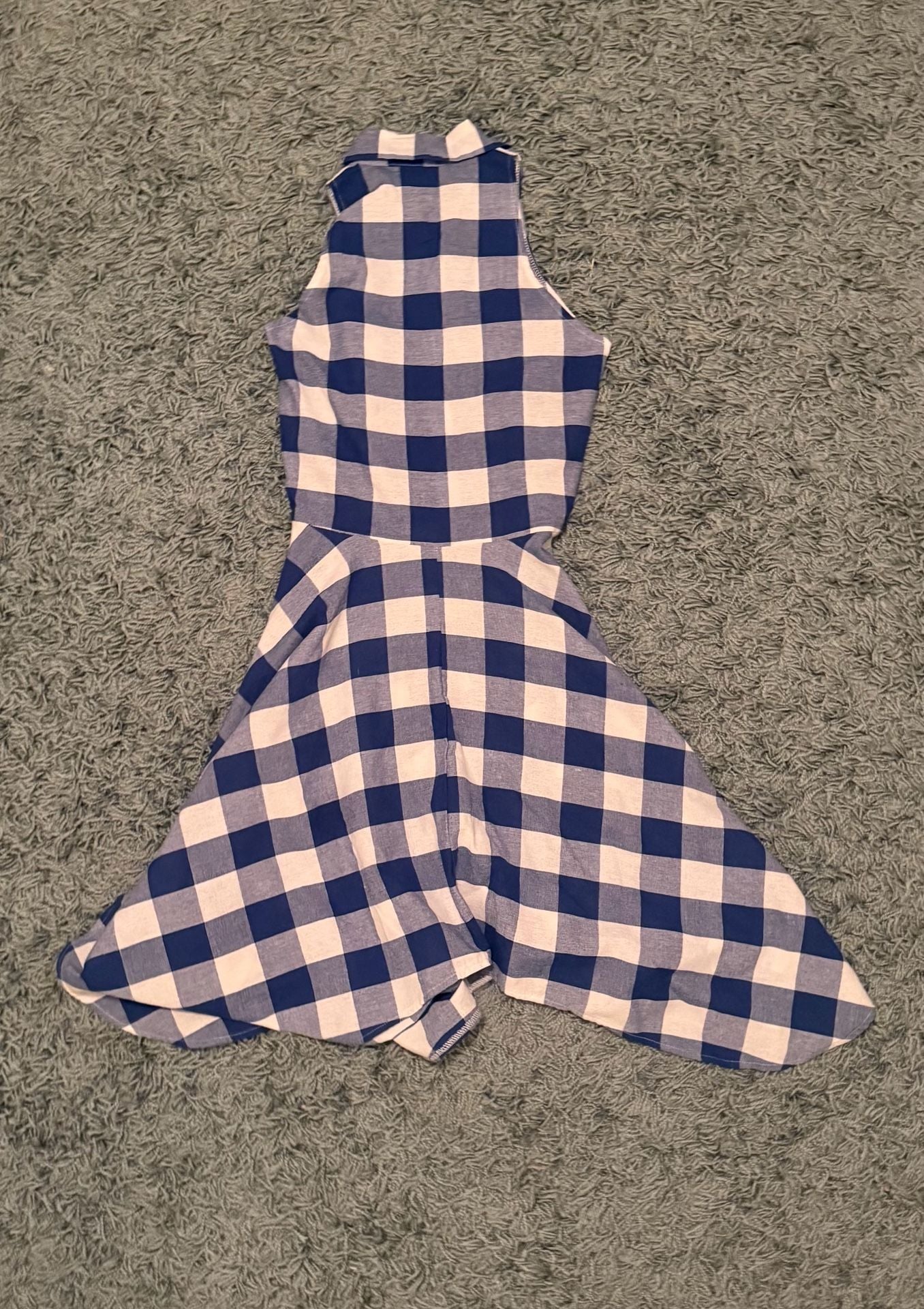 Nikvashe Blue White Plaid Halter Dress Size S 6