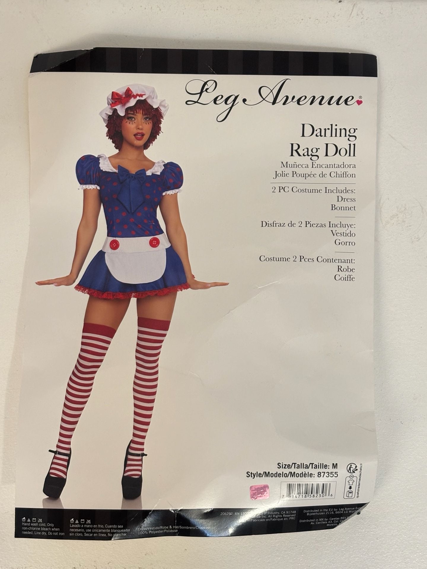 Leg Avenue Darling Rag Doll Costume M zipper needs repair see pic* 1