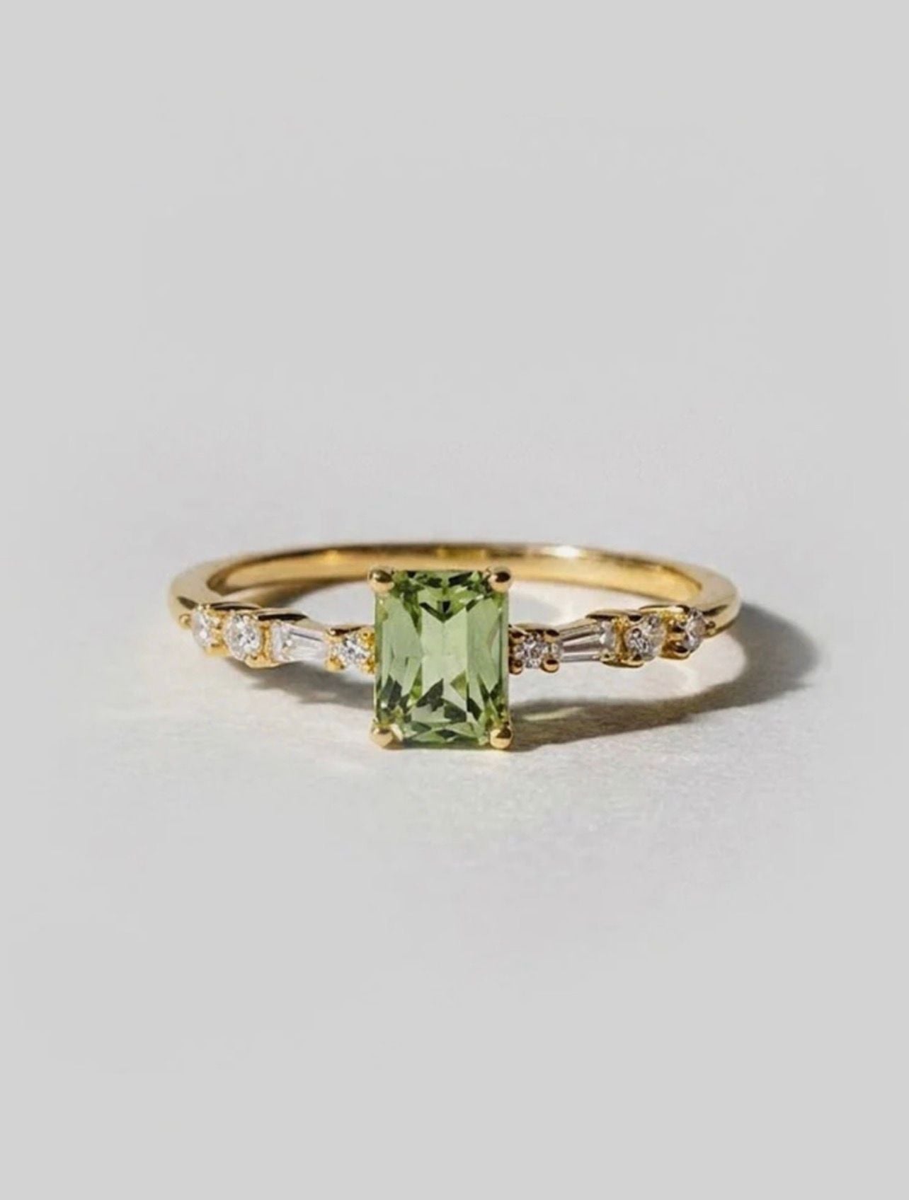 Oomiay Kombucha Gold Green Gemstone Ring #0310 2