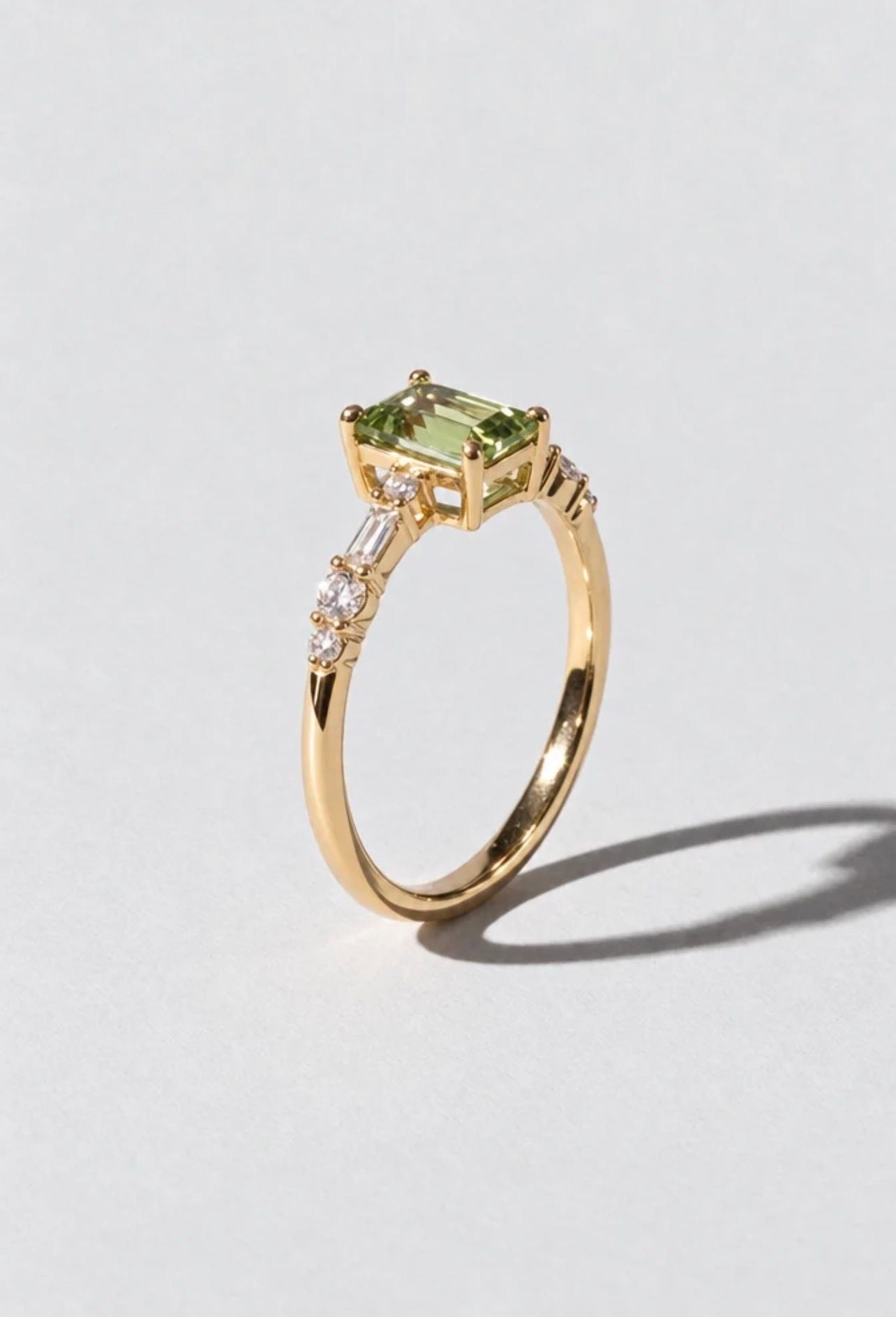 Oomiay Kombucha Gold Green Gemstone Ring #0310 3
