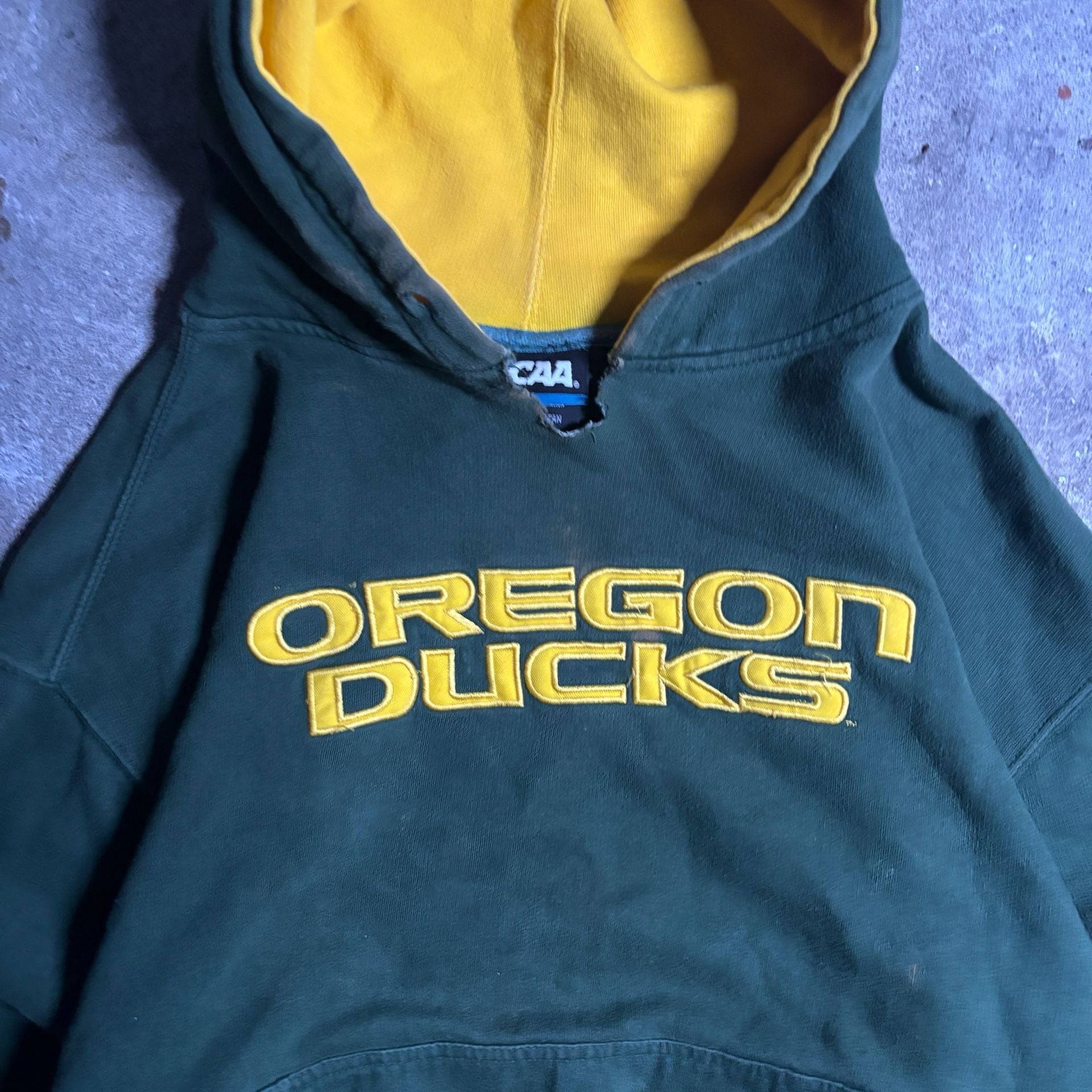 NCAA Oregon Ducks Hoodie Size XL Green Yellow 6