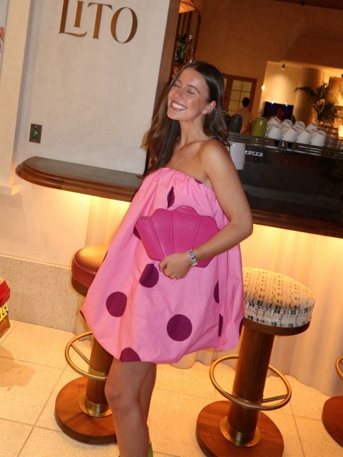 Sleeveless Polka Dot Puff Hem Mini Dress . 7