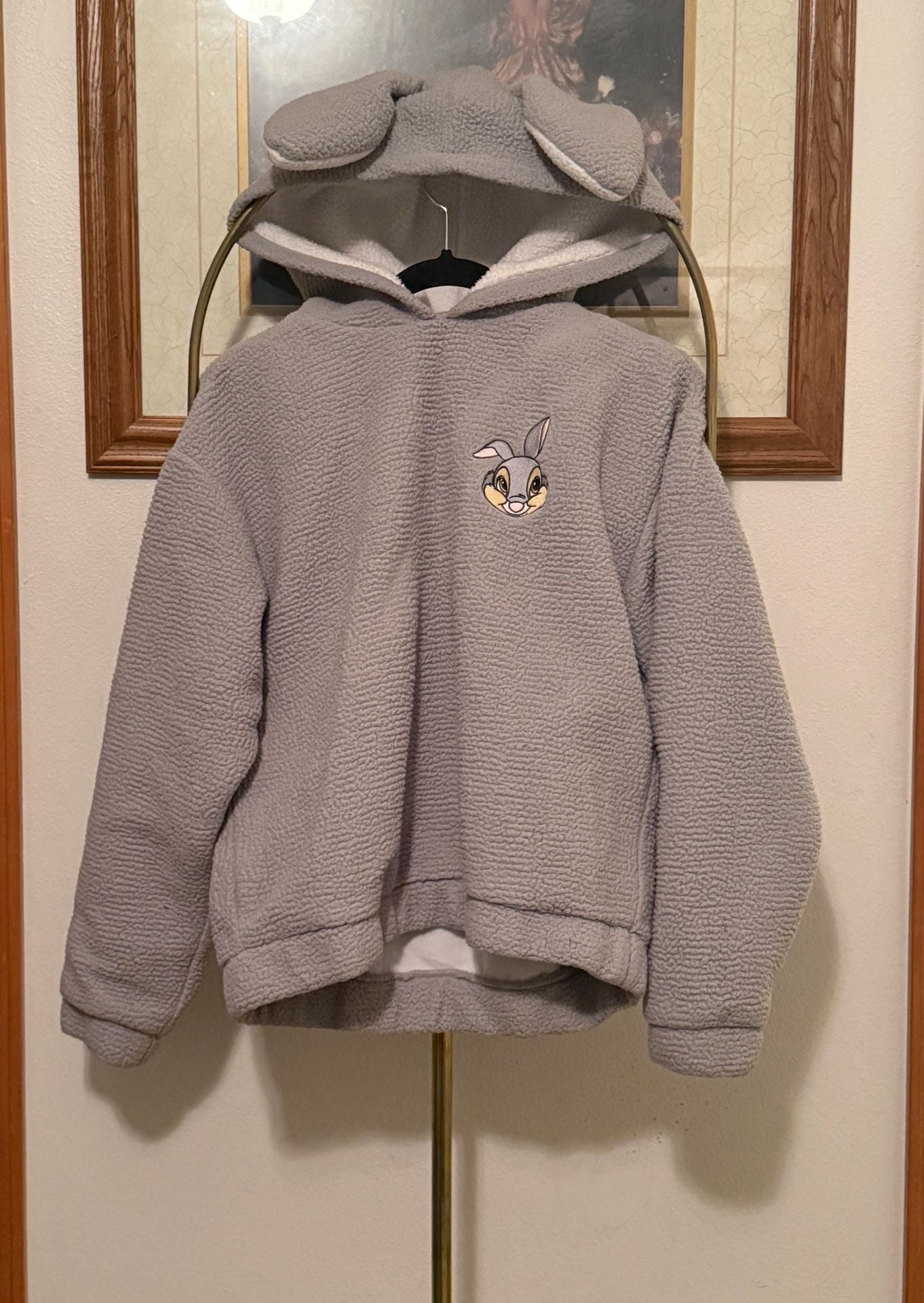 Disney Forever 21 Thumper Hoodie Size S Gray Sherpa Fleece 1