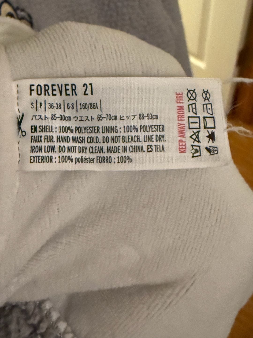 Disney Forever 21 Thumper Hoodie Size S Gray Sherpa Fleece 6