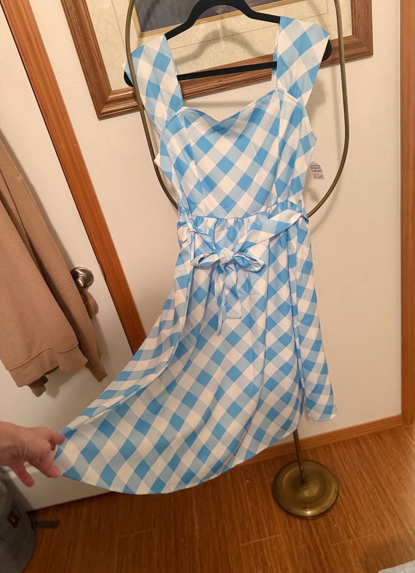Blue Gingham Midi Dress 4