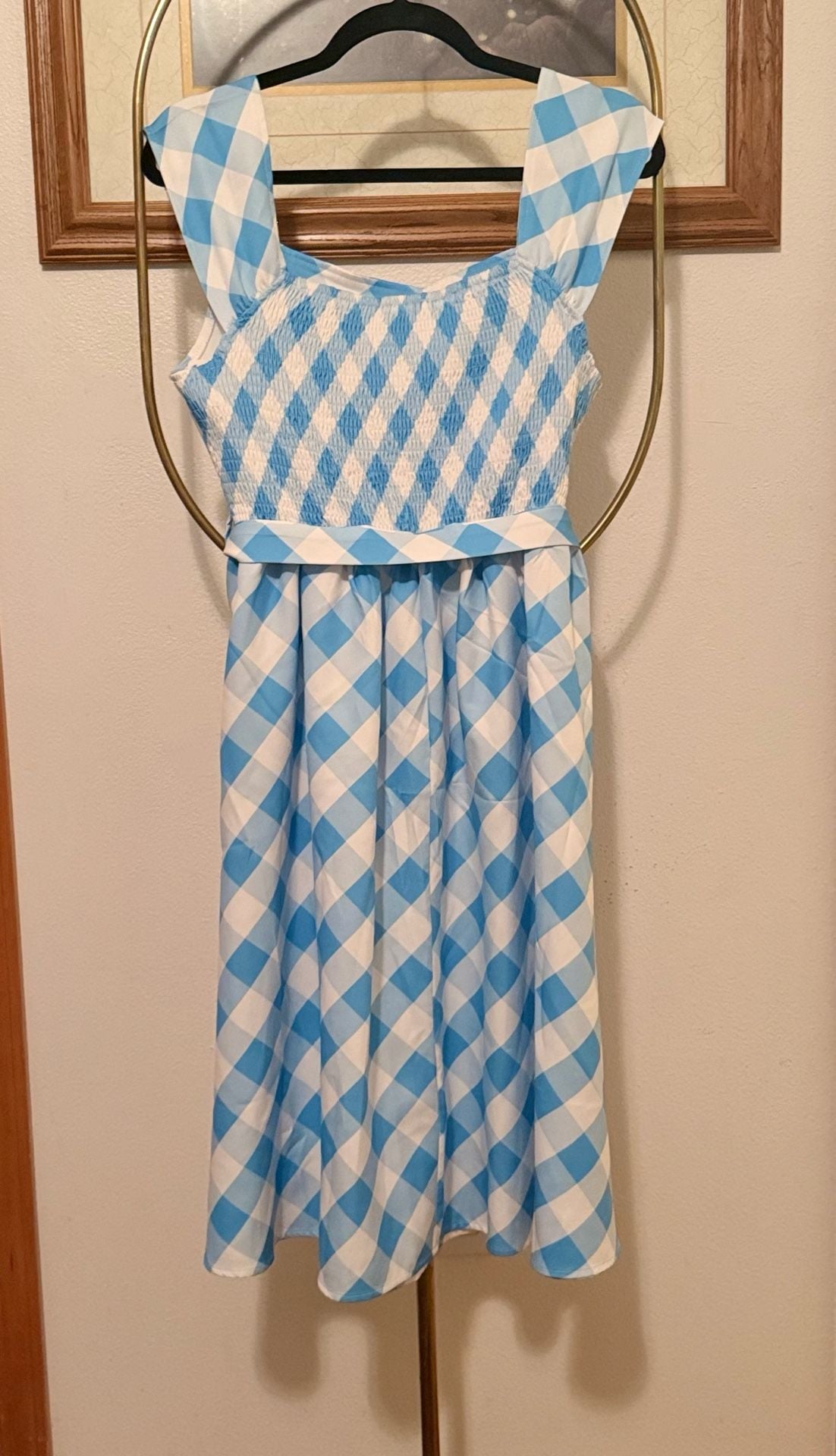 Blue Gingham Midi Dress 5