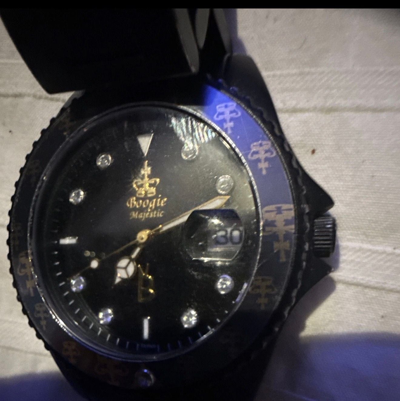 Boogie Majestic Watch Black Gold Tone Rhinestone Dial 3