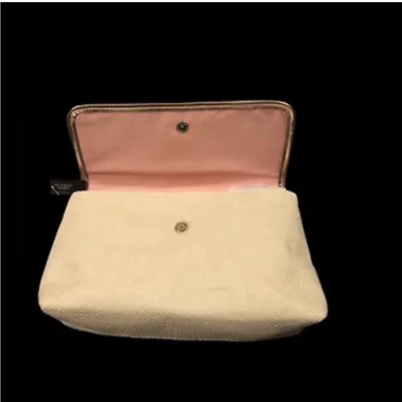 Victoria's Secret Striped Cosmetic Clutch Bag Gold Cream 3