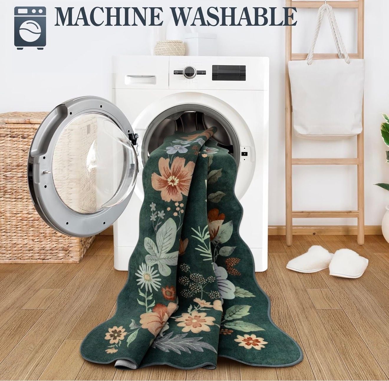 Moynesa, Floral Rug Runner, 2'x6', Non-Slip Washable Dark Green ..., 4
