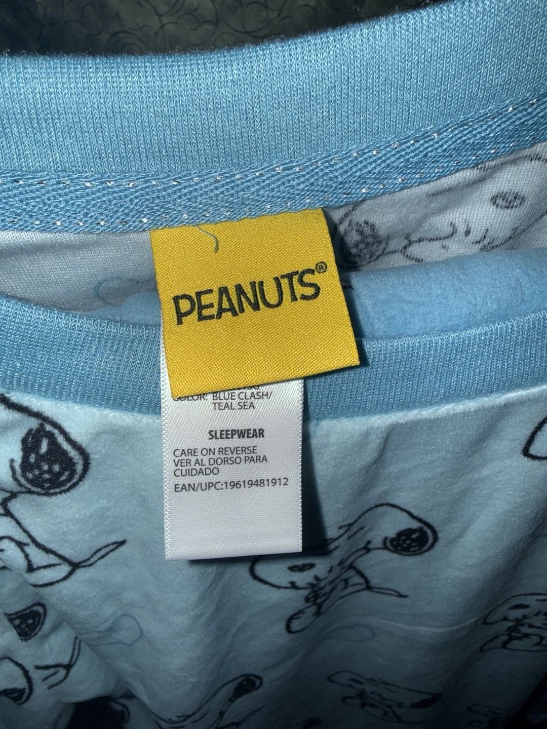 Peanuts Snoopy Pajama Set Size M (8-10) Blue Fleece Sleepwear 2