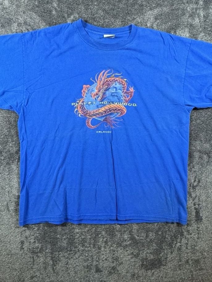 Planet Hollywood Orlando Dragon T-Shirt Blue 1998 Vintage 3
