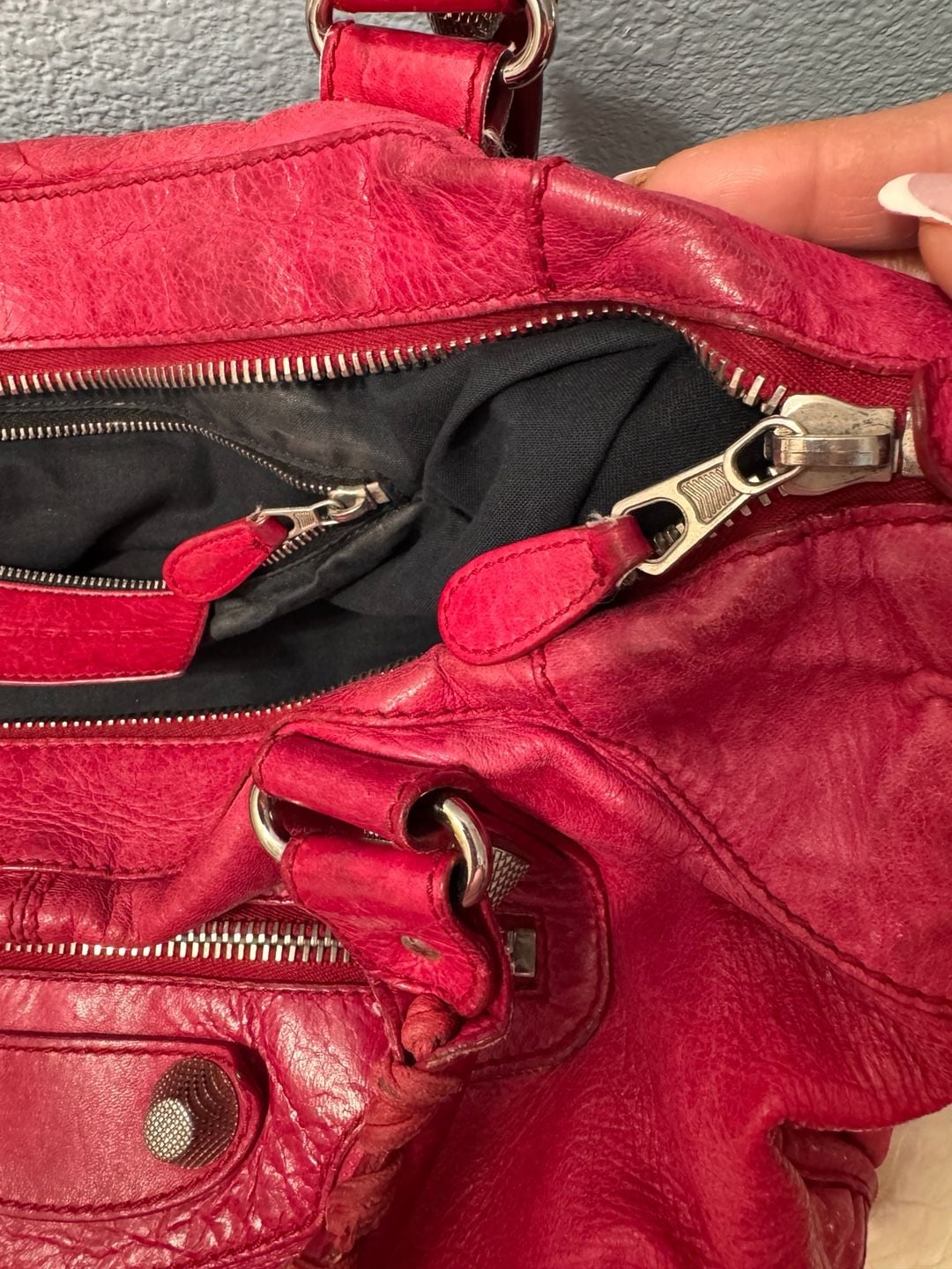 Balenciaga Giant Motocross 21 Work Red Bag Giant Silver Hardware 7
