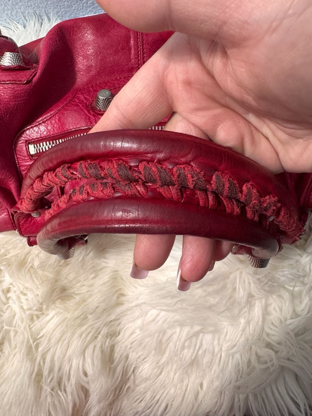 Balenciaga Giant Motocross 21 Work Red Bag Giant Silver Hardware 9