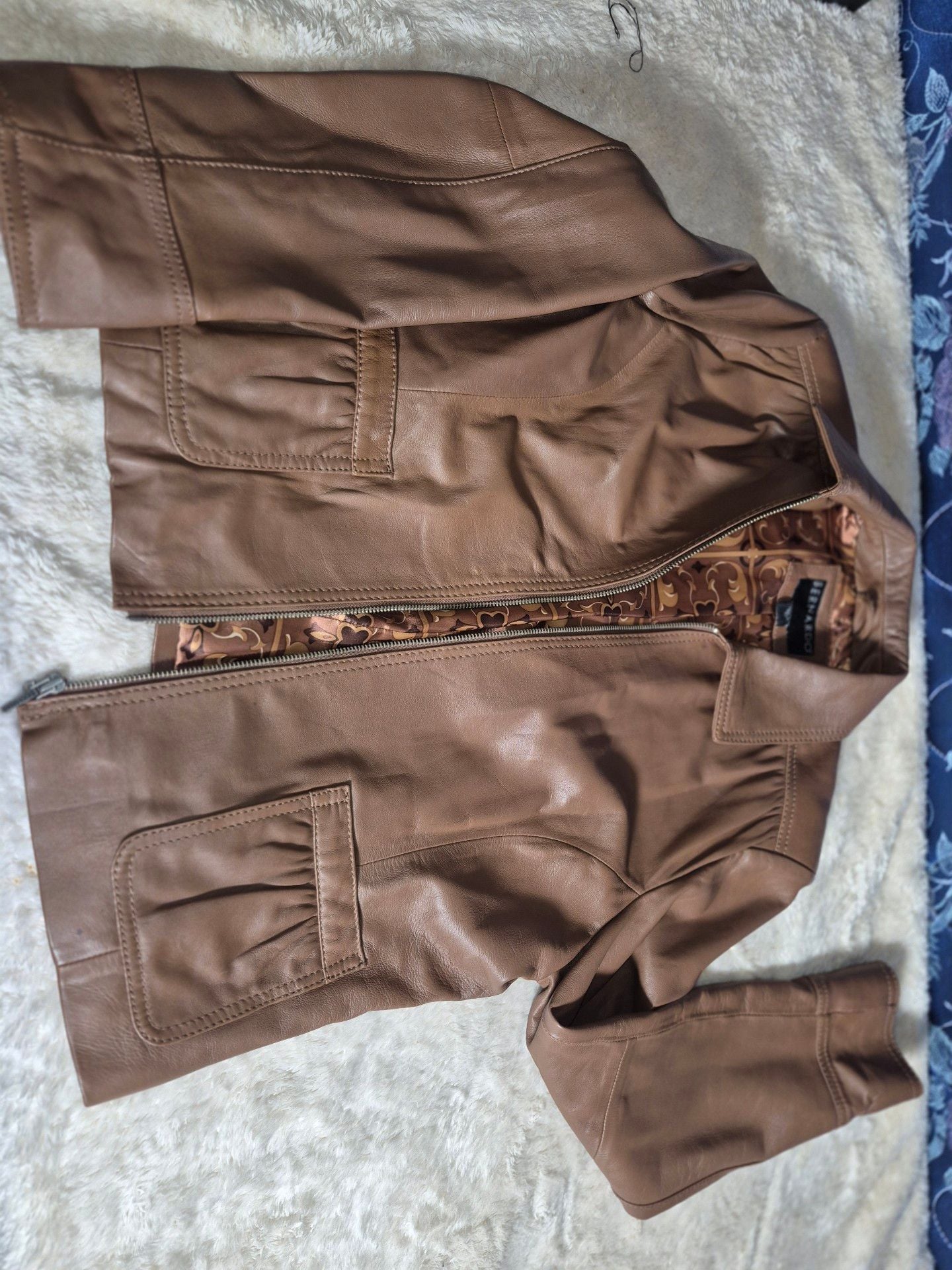 Bernardo Leather Jacket Size XL Brown 2