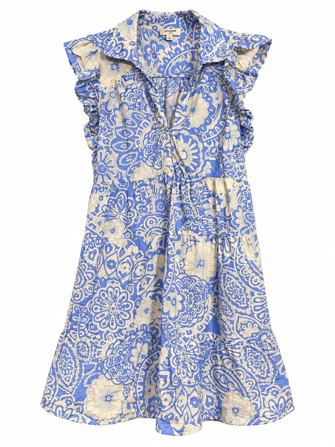 Umgee Tiered Ruffle Sleeve Dress Size M 2