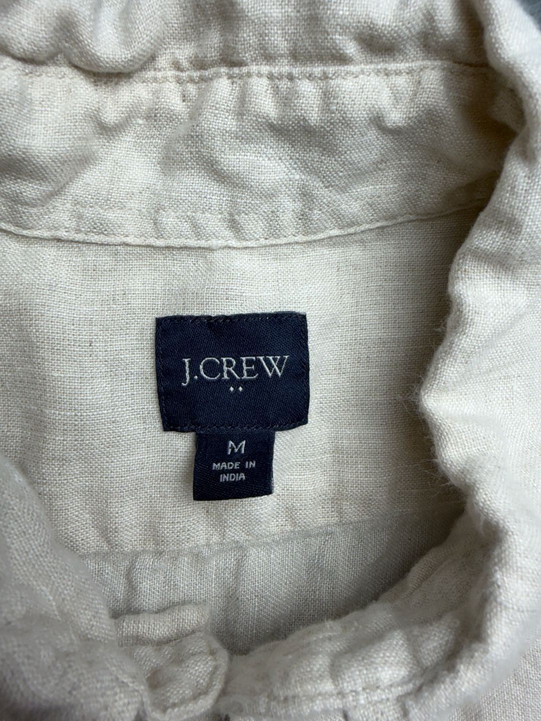J.Crew Short Sleeve Linen Button Down Shirt Size L Beige 3