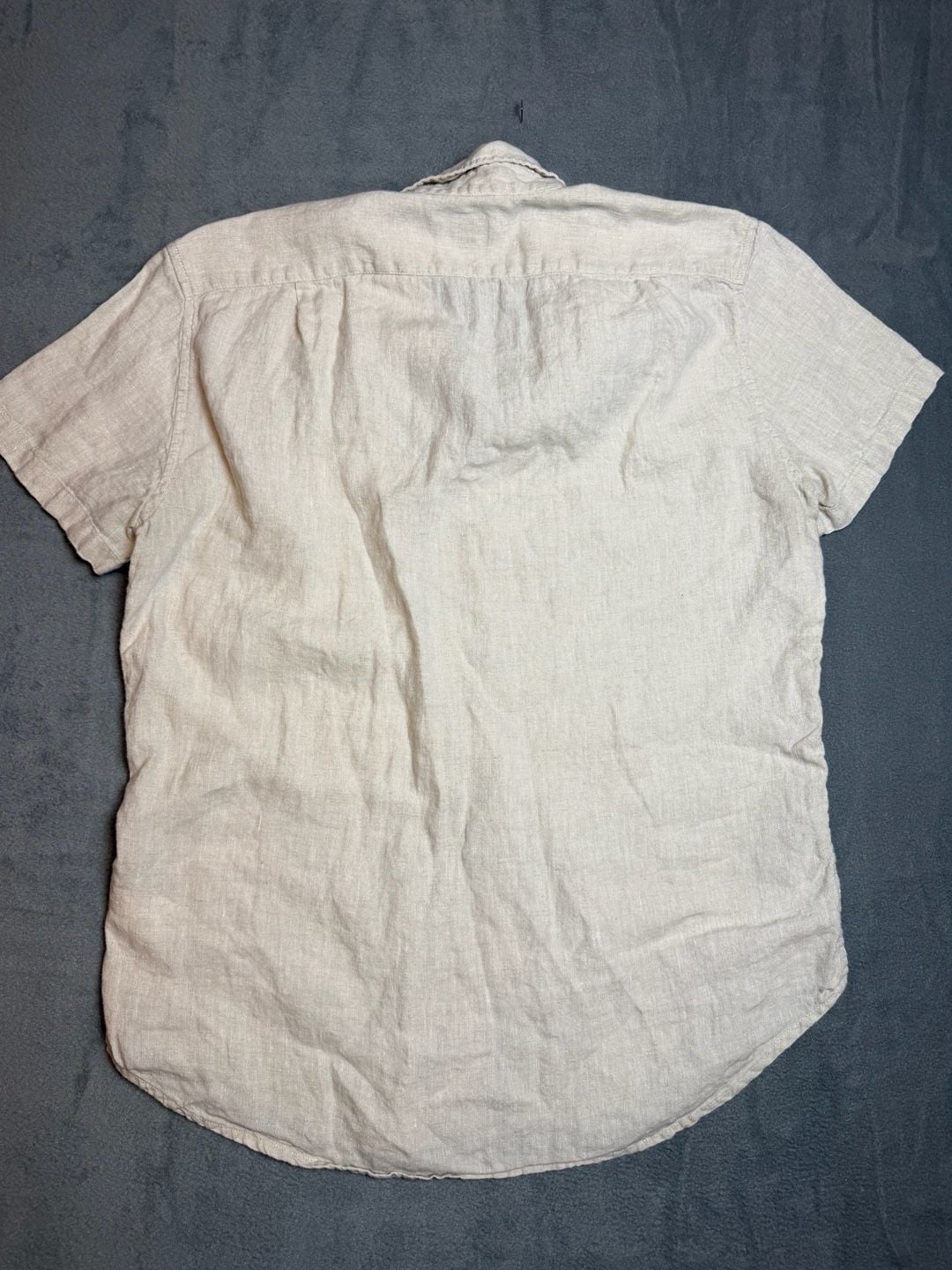 J.Crew Short Sleeve Linen Button Down Shirt Size L Beige 7